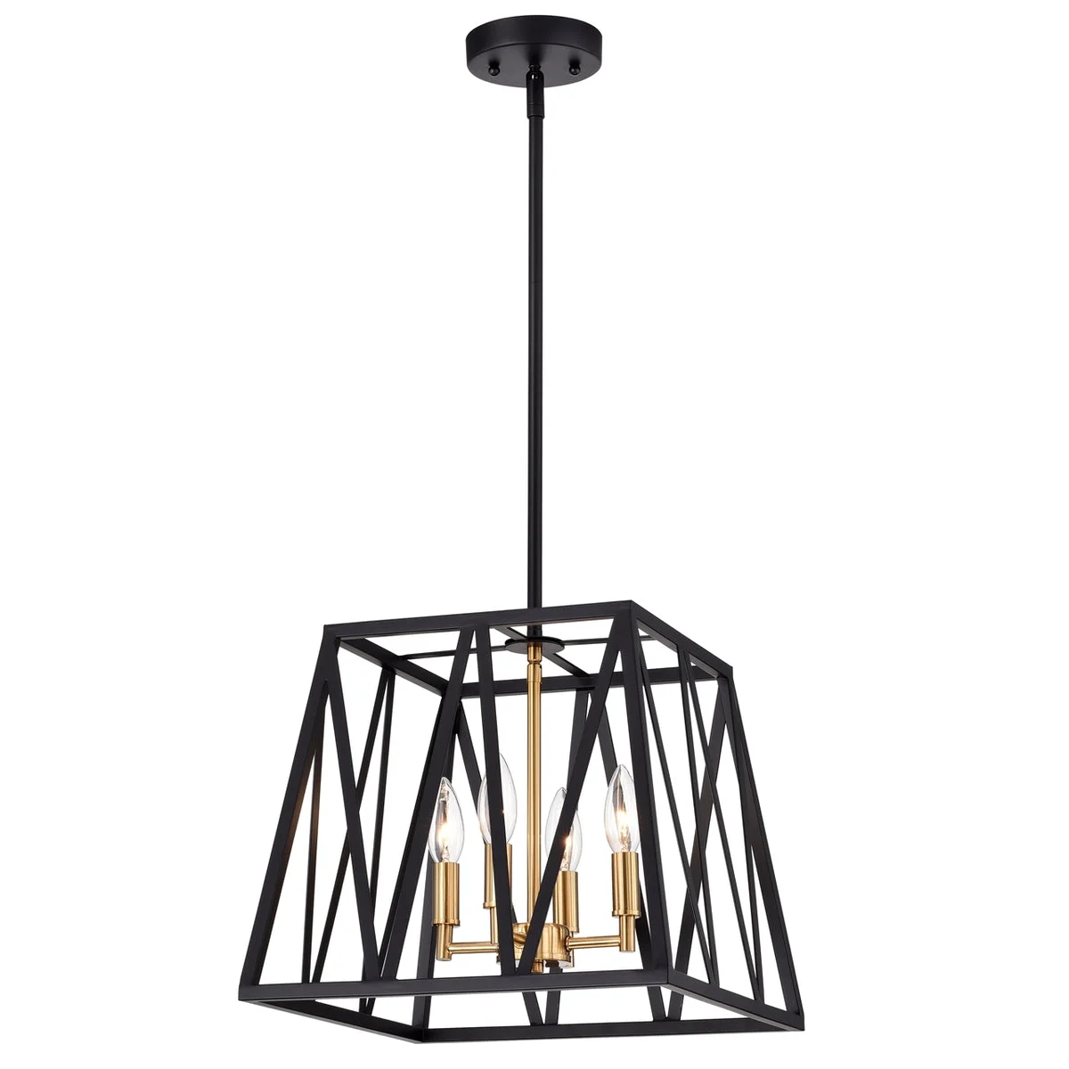 Chloe Lighting CH2D011BK14-UP4 Ironclad Industrial 4 Light Textured Black Inverted Pendant Ceiling Fixture 14`` Wide
