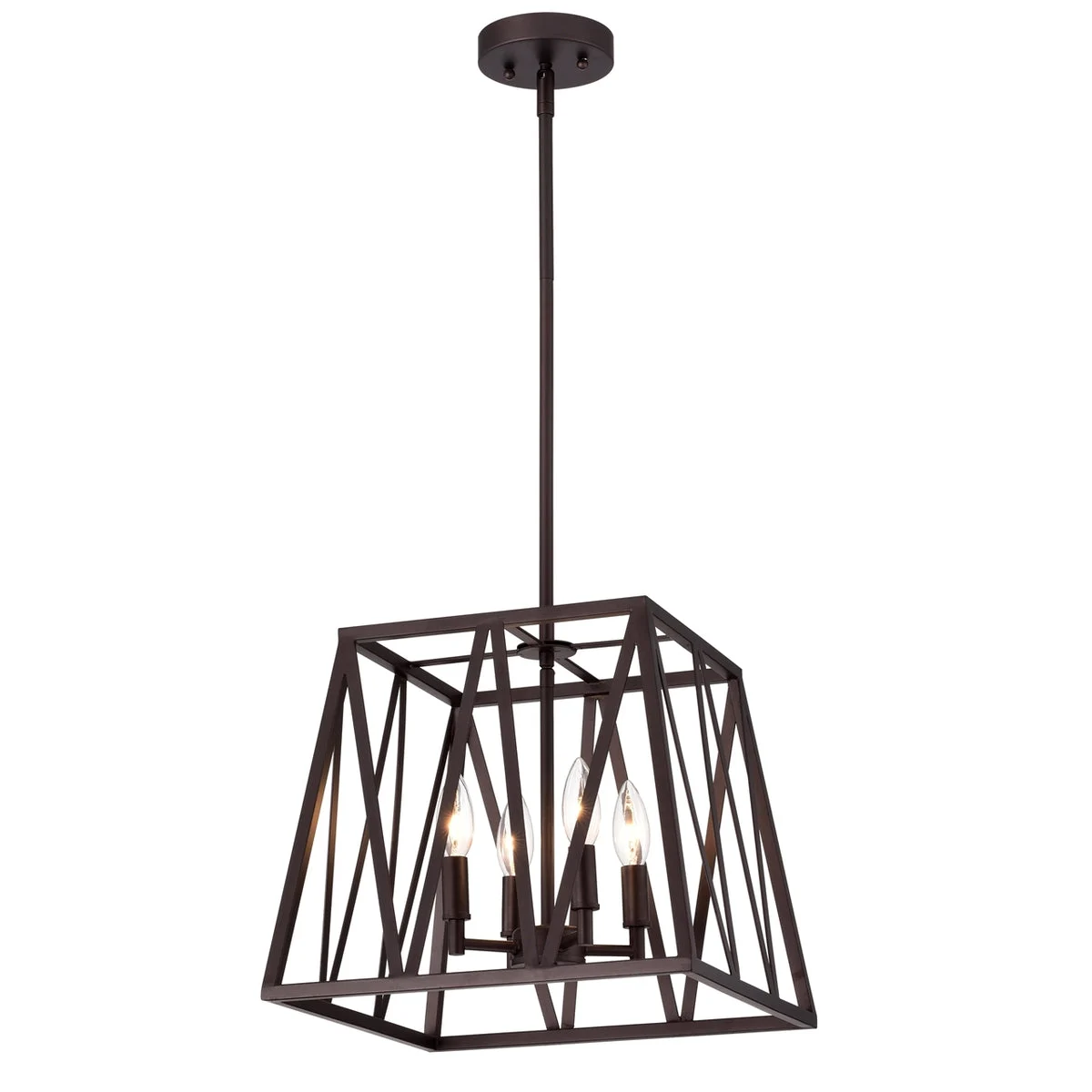 Chloe Lighting CH2D011RB14-UP4 Ironclad Industrial 4 Light Oil Rubbed Bronze Inverted Pendant Ceiling Fixture 14`` Wide
