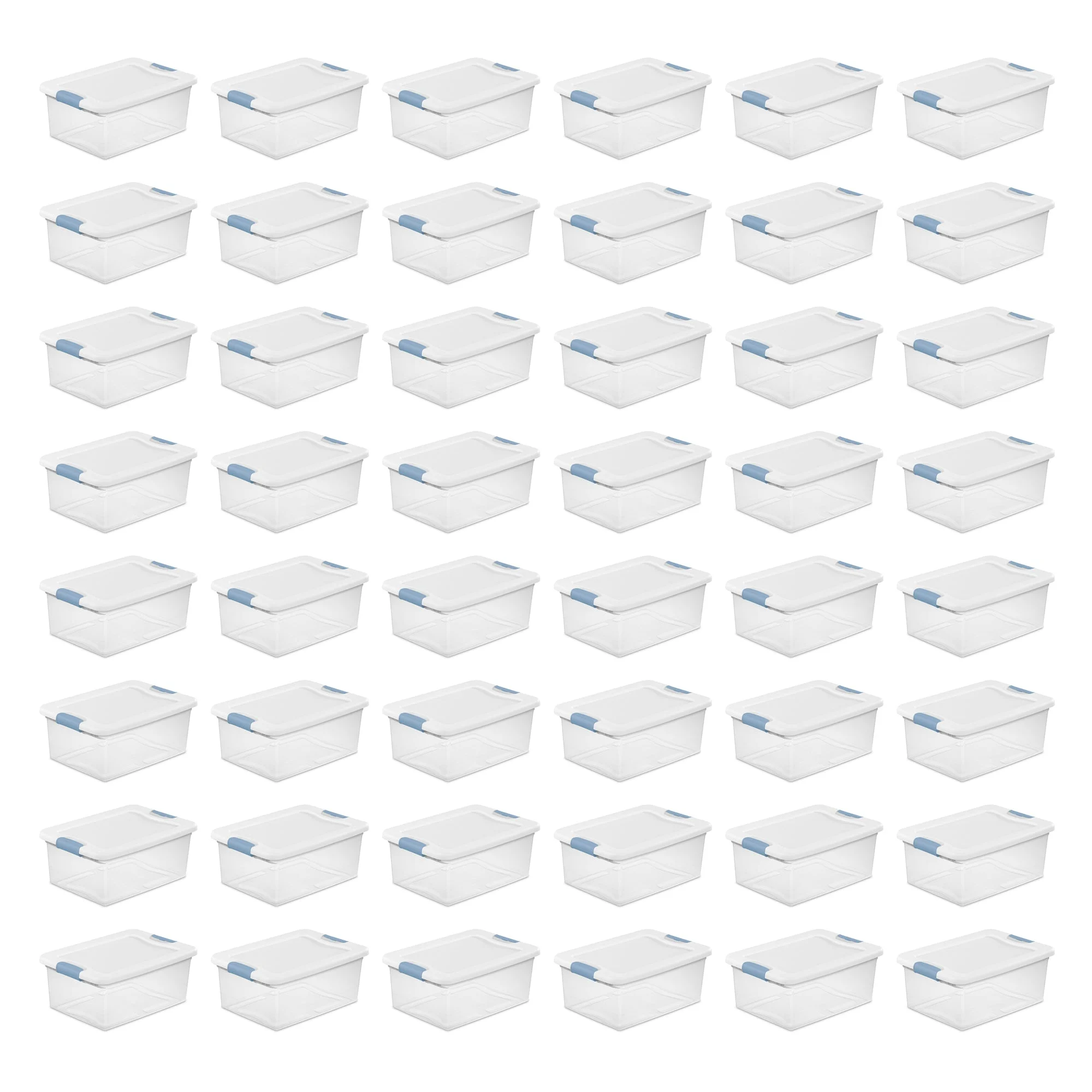 Sterilite Plastic 15 Quart Storage Box Container with Latching Lid, 48 Pack