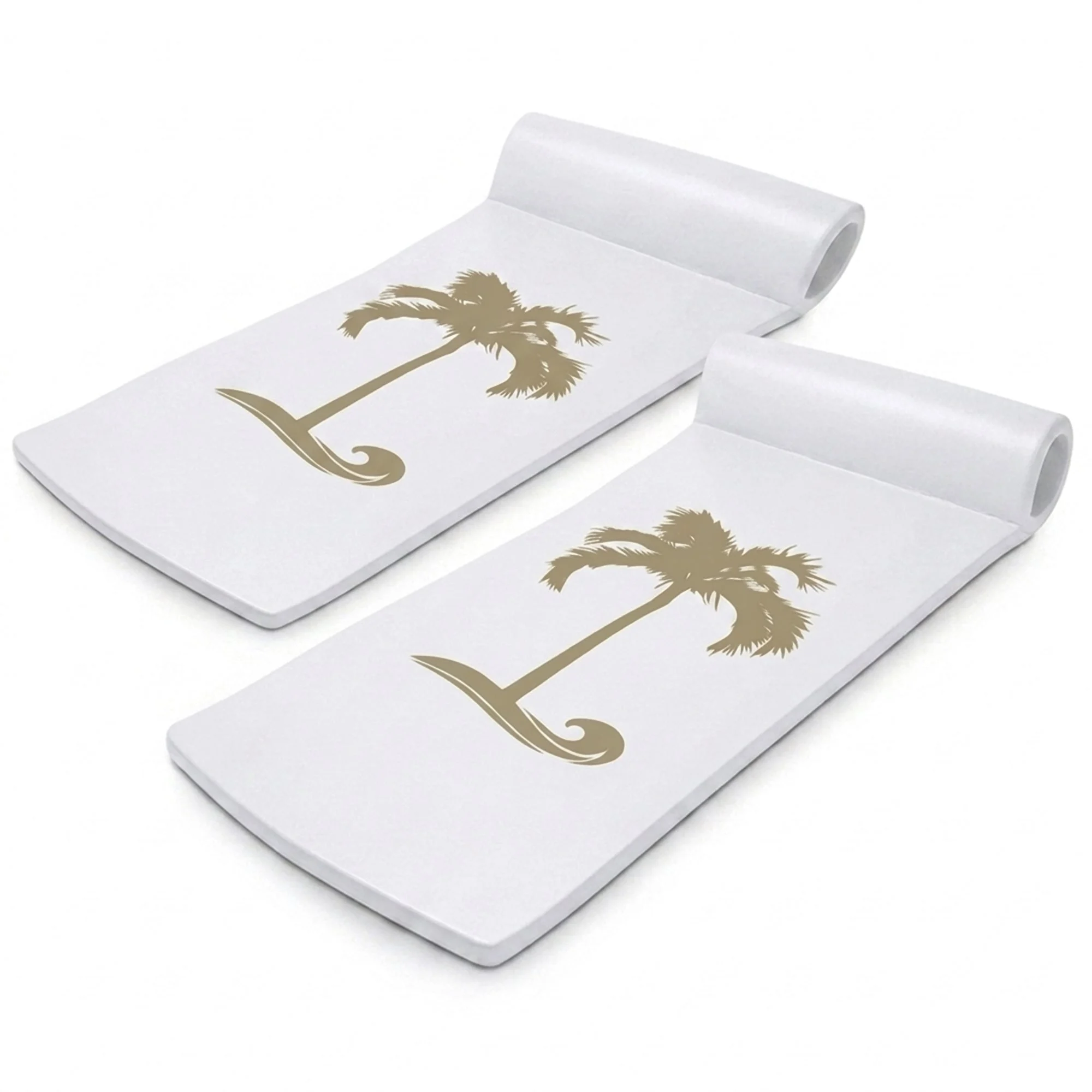 Recreation Sunsation 70" Foam Lounger Pool Float, Bronze Palm White (2 Pack)
