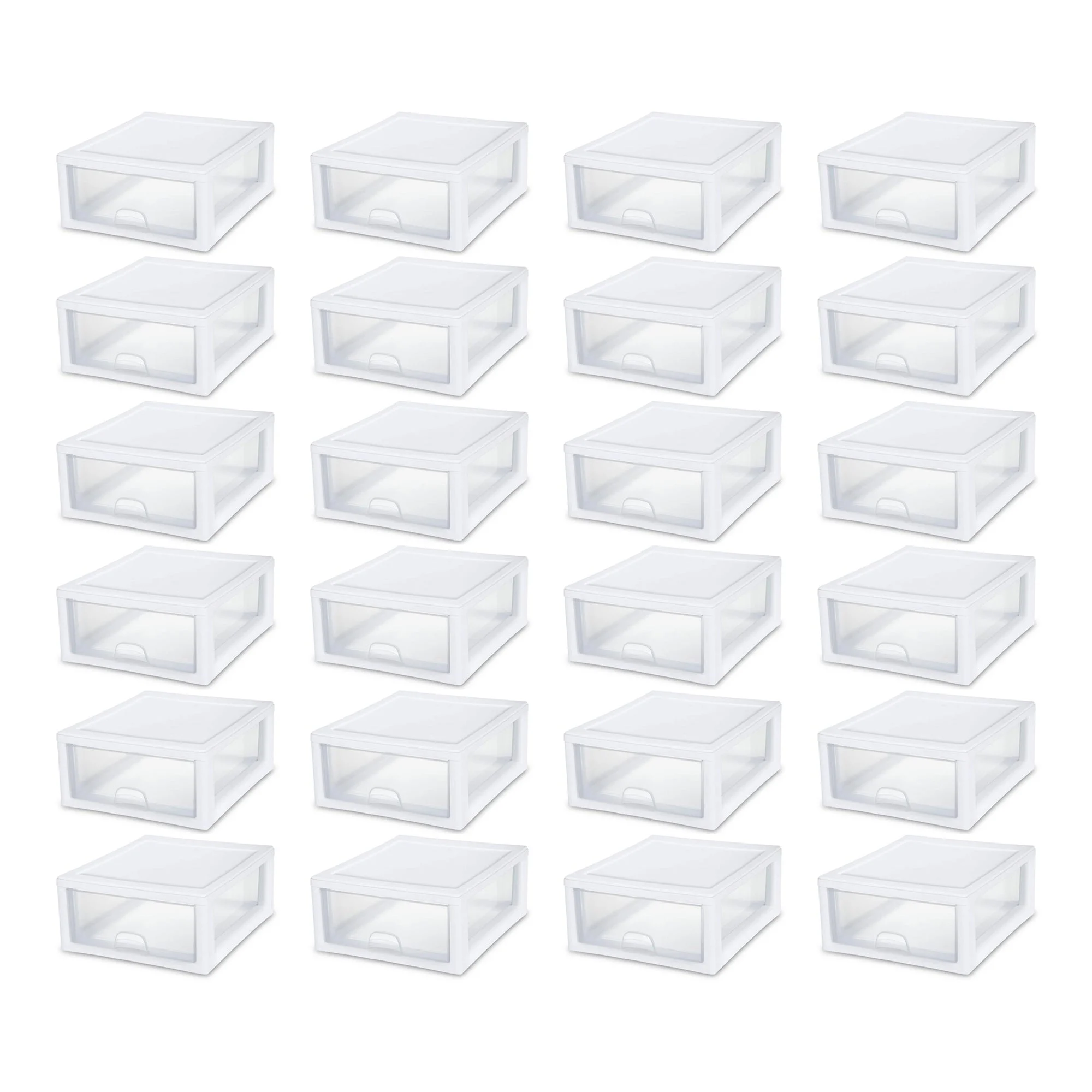 Sterilite 16 Quart Clear Plastic Stacking Storage Drawer Container Box, 24 Pack