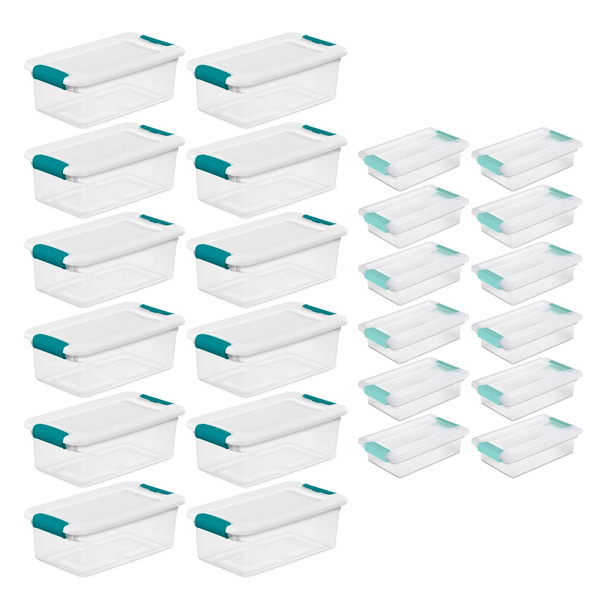 Sterilite 6 Quart Stackable Storage Box, 12 Pack & Small File Clip Box, 12 Pack