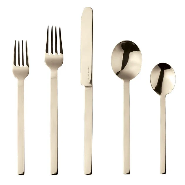 Stile Champagne Five-Piece Flatware Place Setting