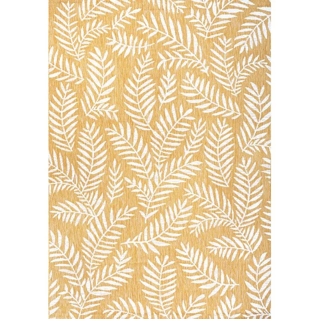 Nevis Palm Frond 120" L x 93" W Indoor/Outdoor Area Rug - Yellow/Cream