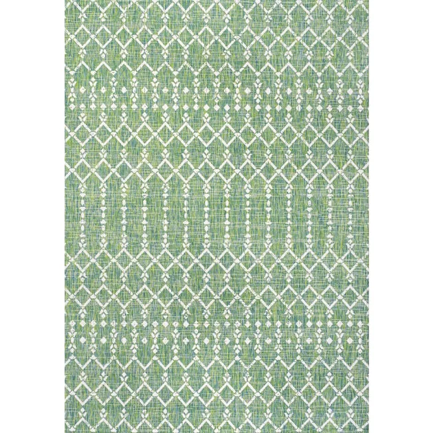 Ourika Moroccan Geometric Textured Weave 60" L x 37" W Indoor/Outdoor Area Rug - Green/Cream