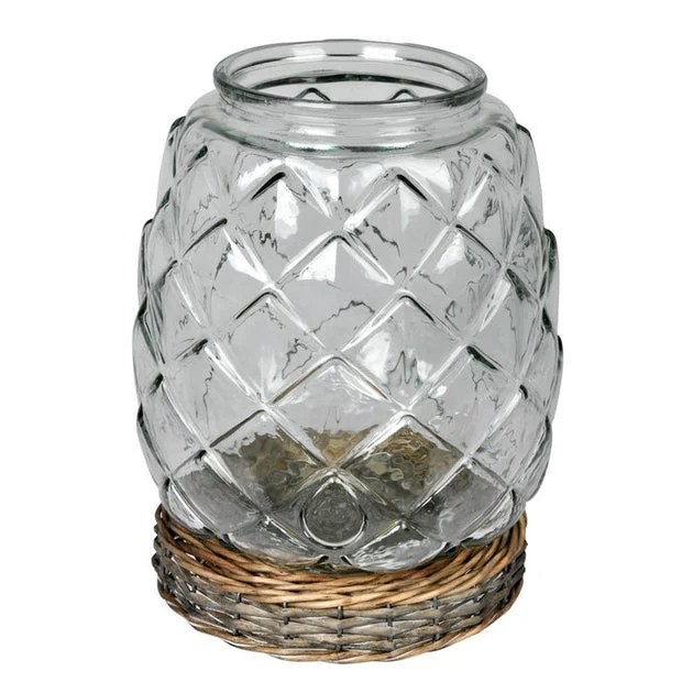 10.3" Glass Jar with Wicker Base
