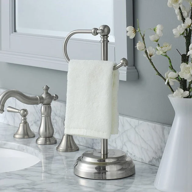 Freestanding Countertop Finger Towel Stand - Satin Nickel