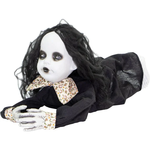 29" Creepy Dawn the Animated Crawling Zombie Girl Indoor/Outdoor Battery-Operated Halloween Decoration