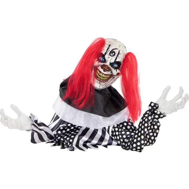 18" Buggy the Animated Groundbreaker Clown Indoor/Outdoor Battery-Operated Halloween Decoration