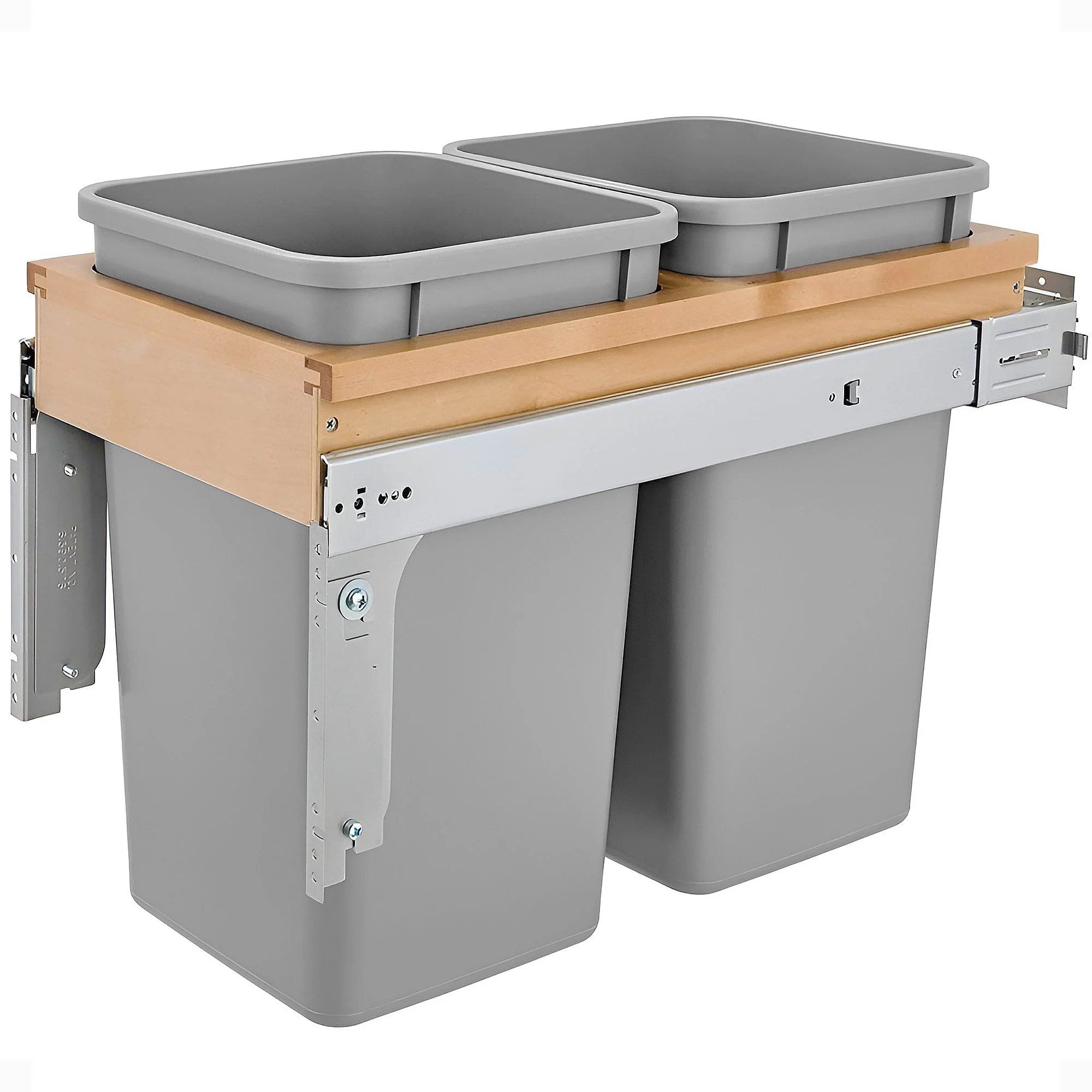 Rev-A-Shelf Pullout Top Mount Trash Can w/ Soft-close, 27 qt., 4WCTM-15BBSCDM2
