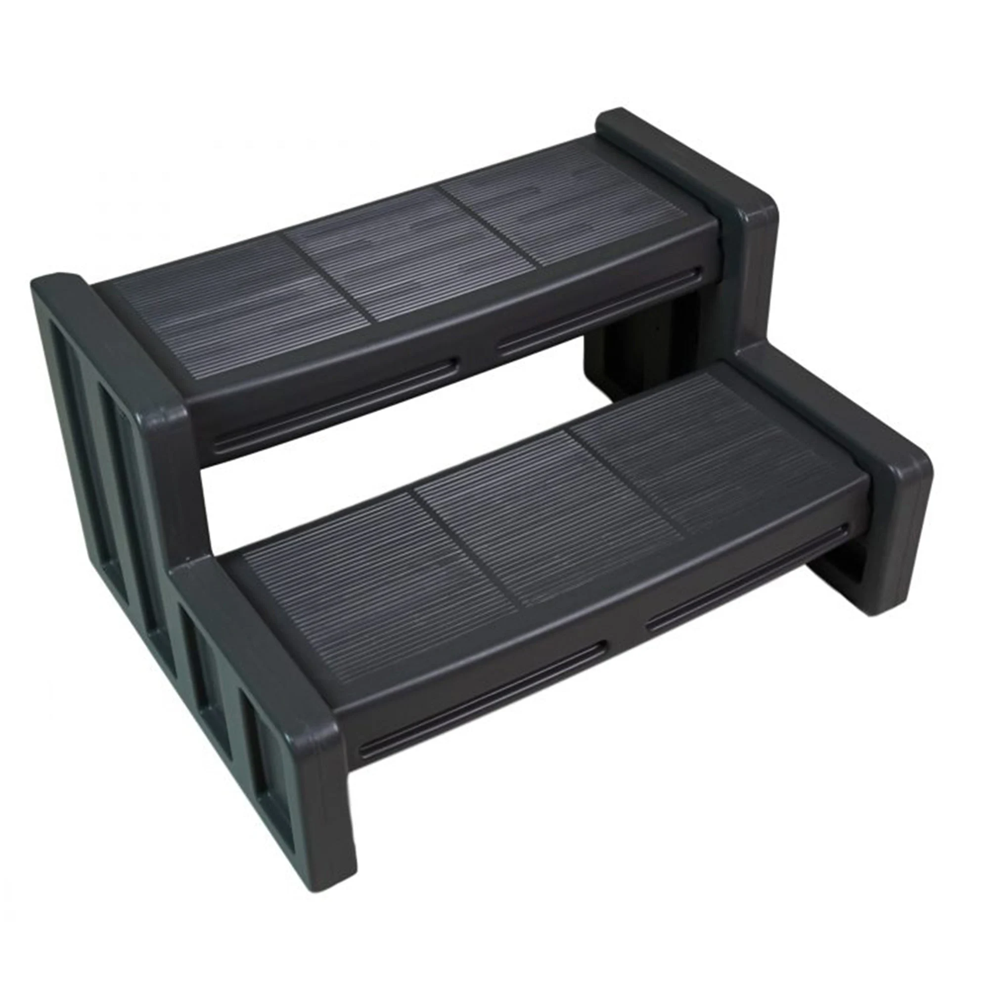 Vinyl Works Plastic Steps, 29" Multipurpose Indoor/Outdoor 2 Step Ladder, Black