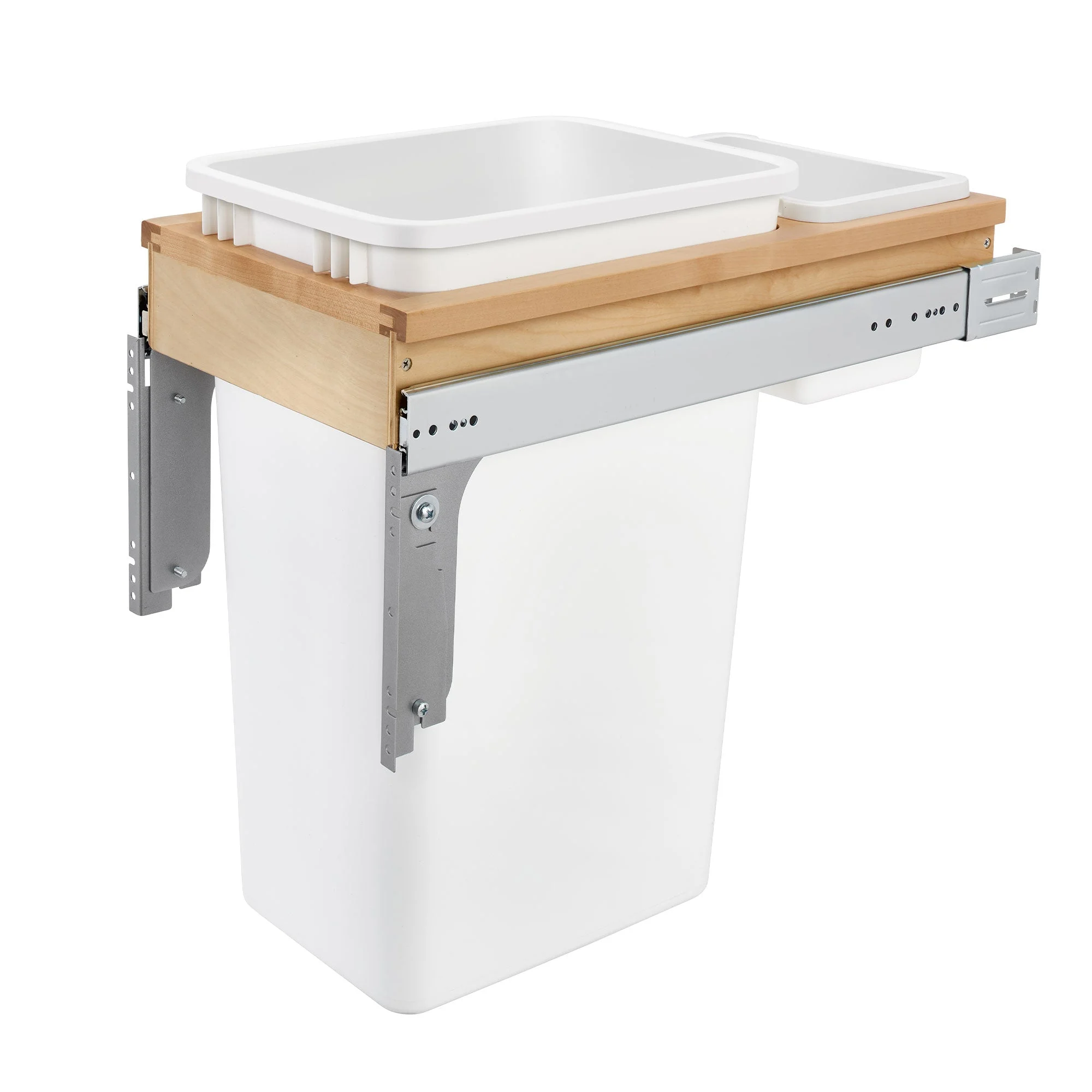 Rev-A-Shelf Pullout Trash Can, Full-Height Cabinet, 50 qt., White,4WCTM-1550DM-1