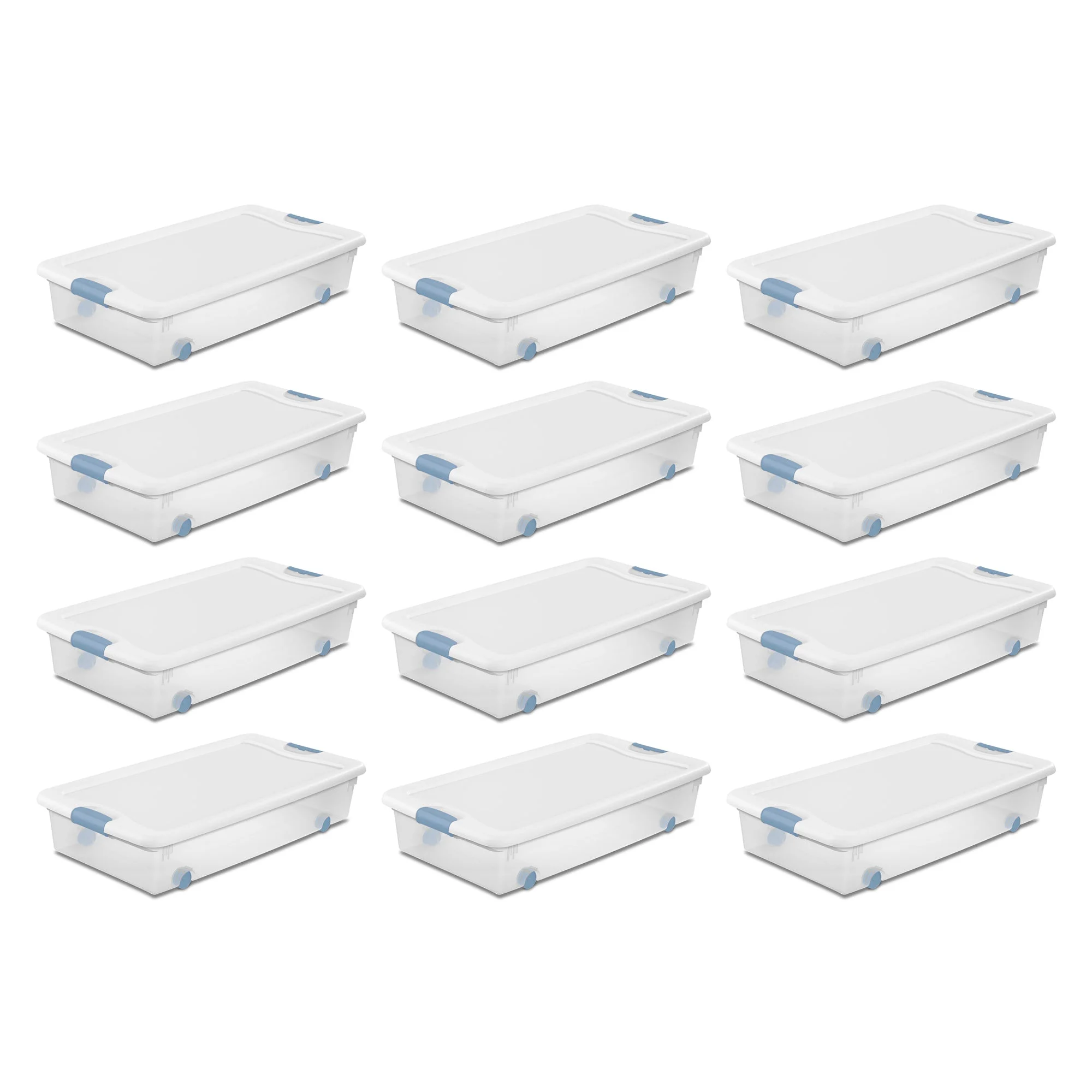 Sterilite 56 Quart Latching Stackable Wheeled Storage Container w/ Lid (12 Pack)