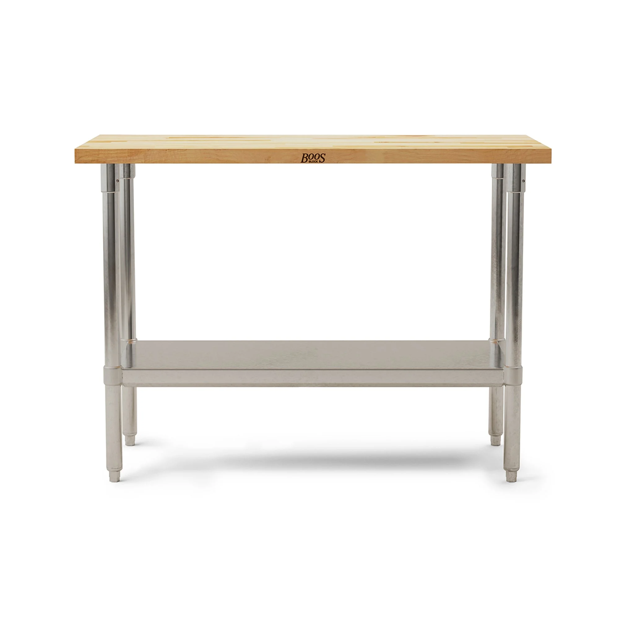 John Boos Maple Wood Top Work Table with Adjustable Lower Shelf, 48 x 24 x 1.5"