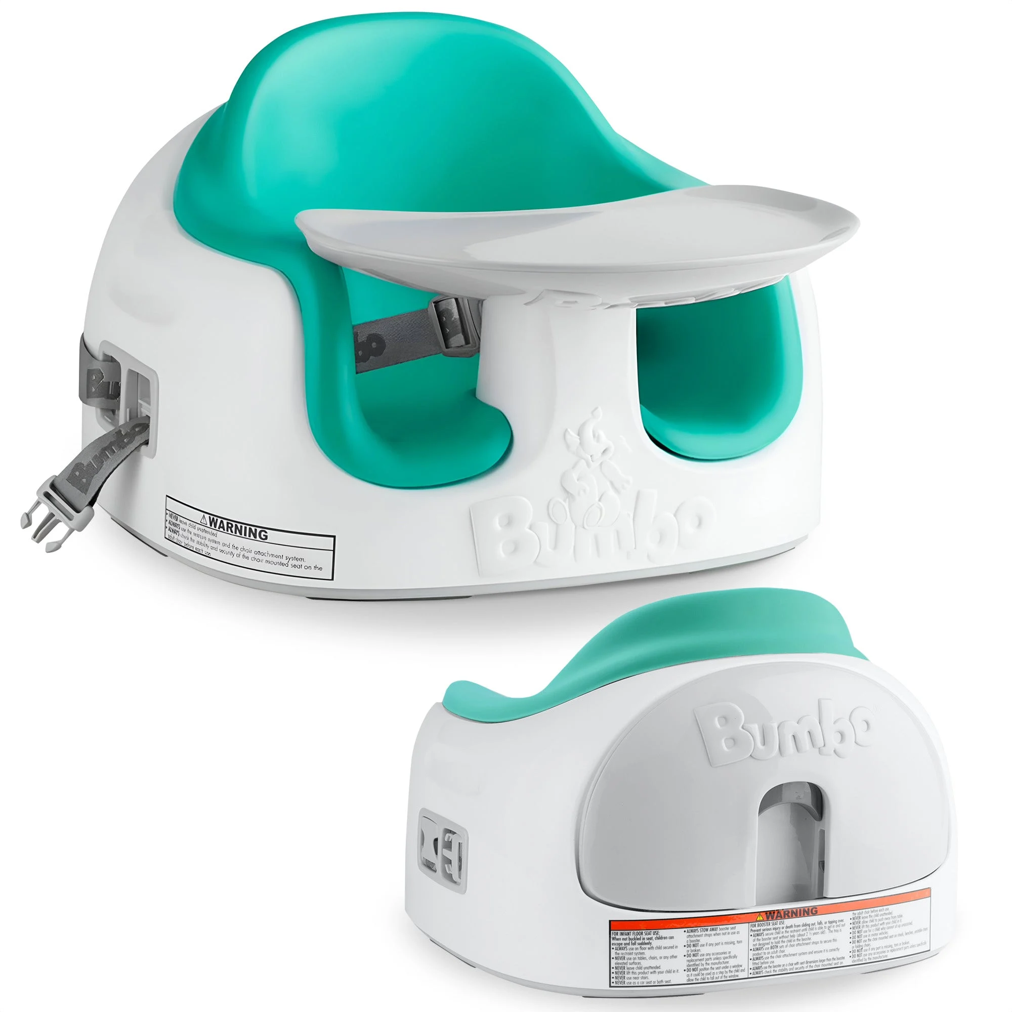 Bumbo Baby Toddler Adjustable 3-in-1 Booster Seat/High Chair and Tray, Aqua