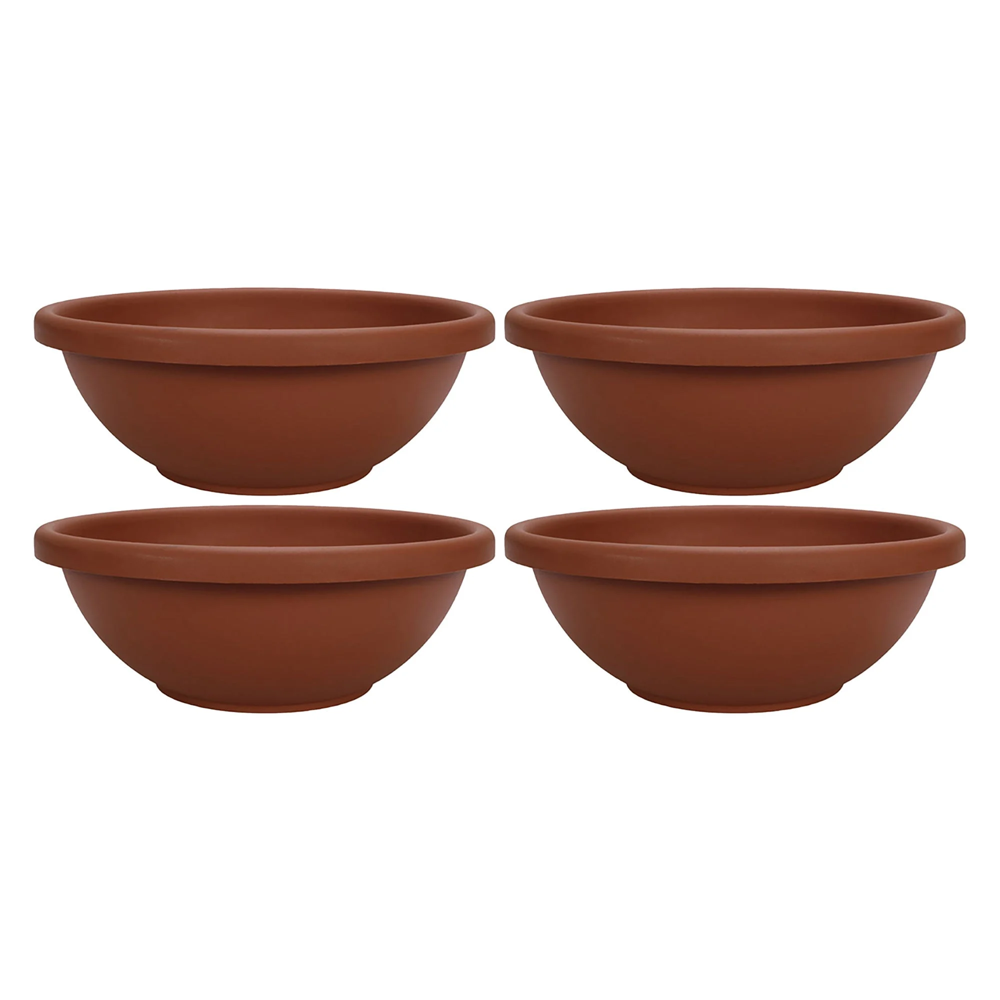 The HC Companies 18 Inch Resin Garden Bowl Planter Pot, Terra Cotta (4 Pack)