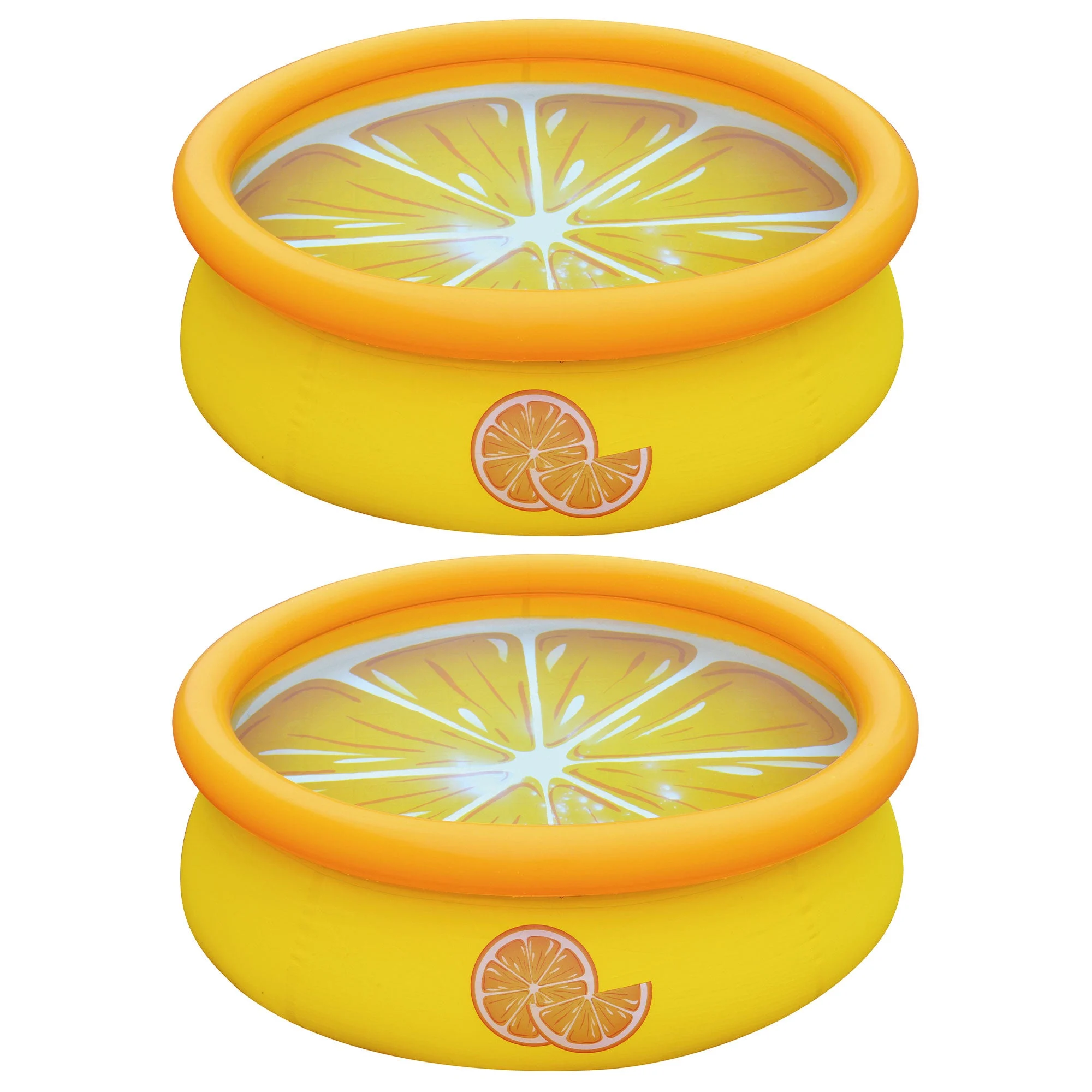JLeisure 5' x 16.5" 3D Orange Inflatable Outdoor Kiddie Swimming Pool (2 Pack)