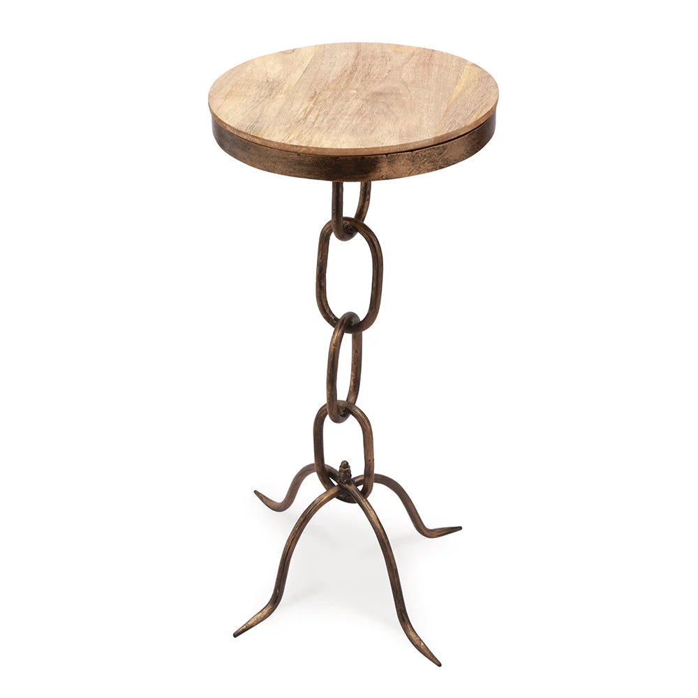 Chain Link End Table – Small 25"H Iron Accent Table by SPI Home