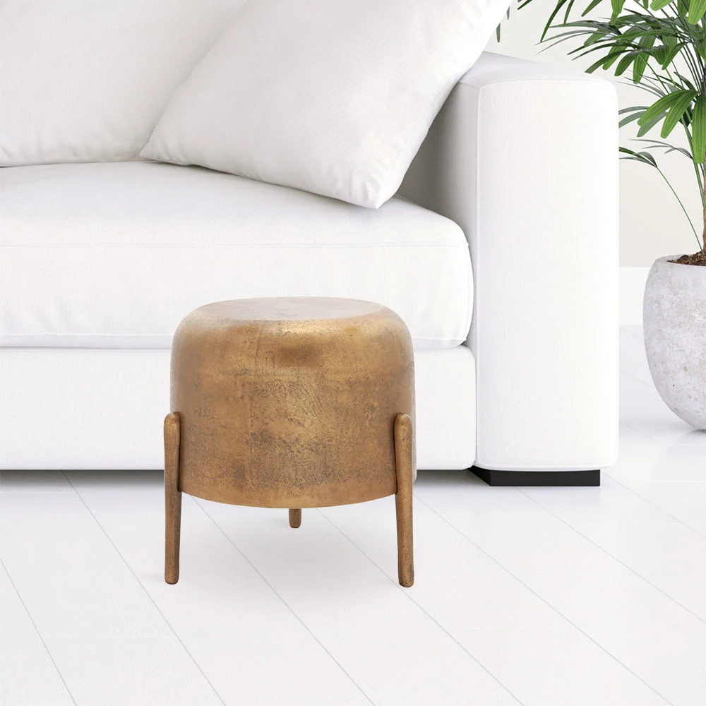 Brass Finish Three-Leg Side Table – 14"H Sculptural Metal Accent by SPI Home