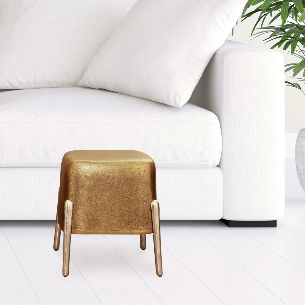 Brass & Nickel Finish Four-Leg Side Table – 14"H Sculptural Metal Accent by SPI Home