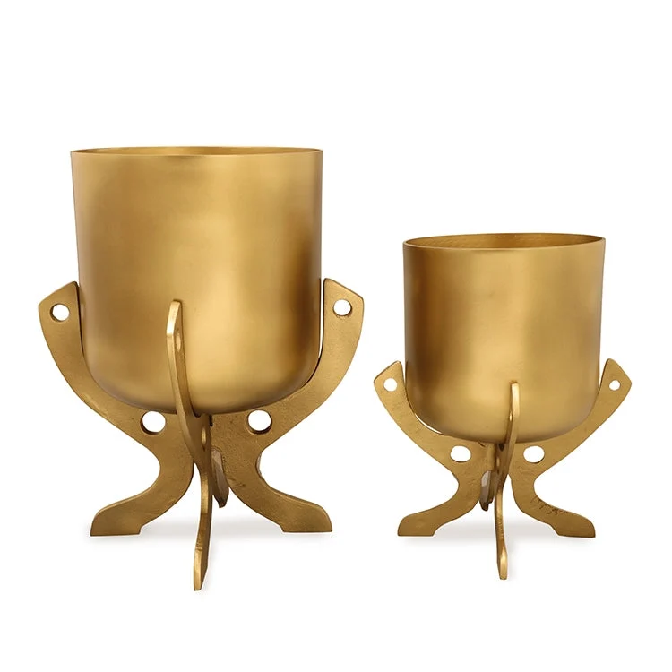 SPI Home 21081 Golden Finish Plant Holders