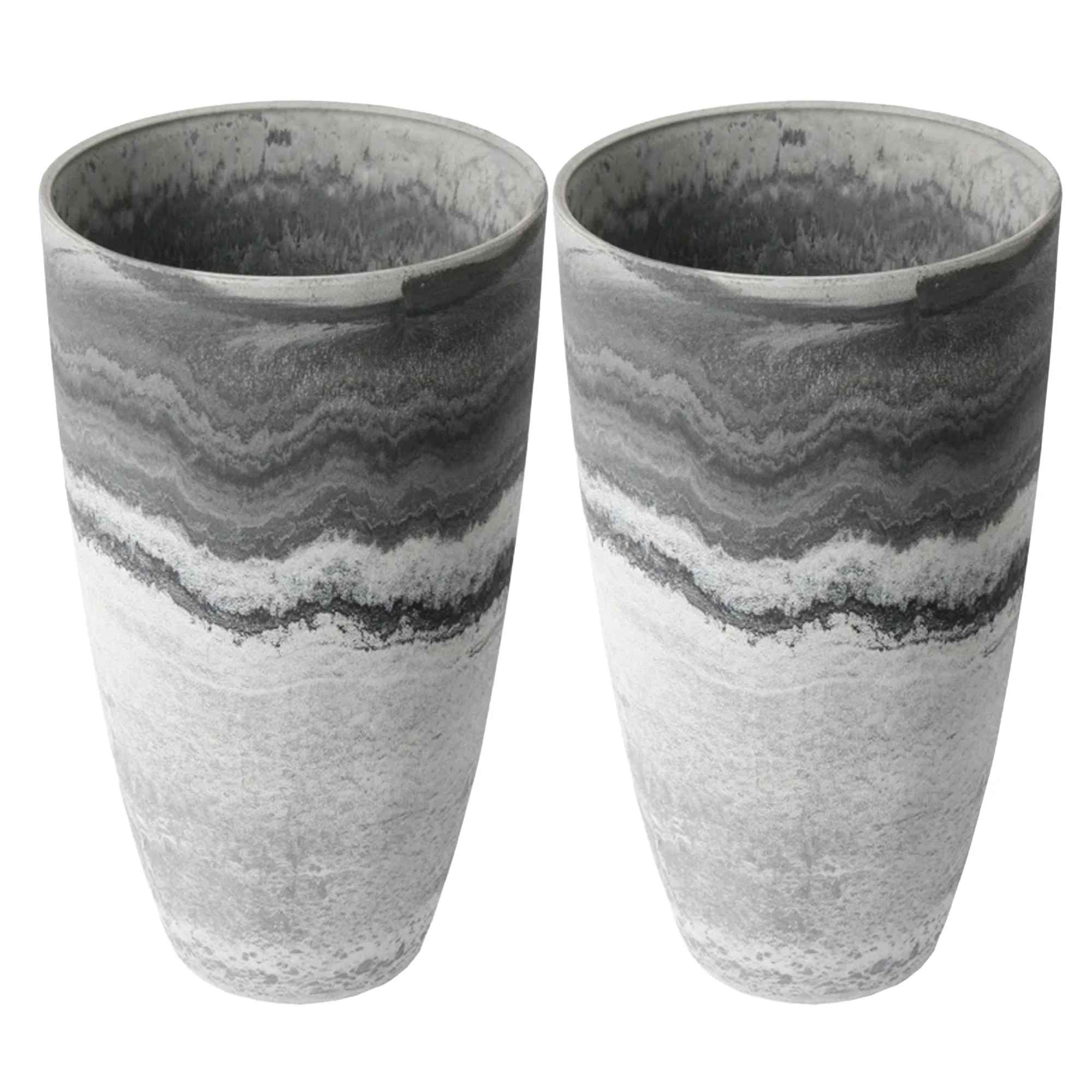 Algreen Acerra 12 x 20 Inch Curved Patio Vase Garden Planter, Marble (2 Pack)