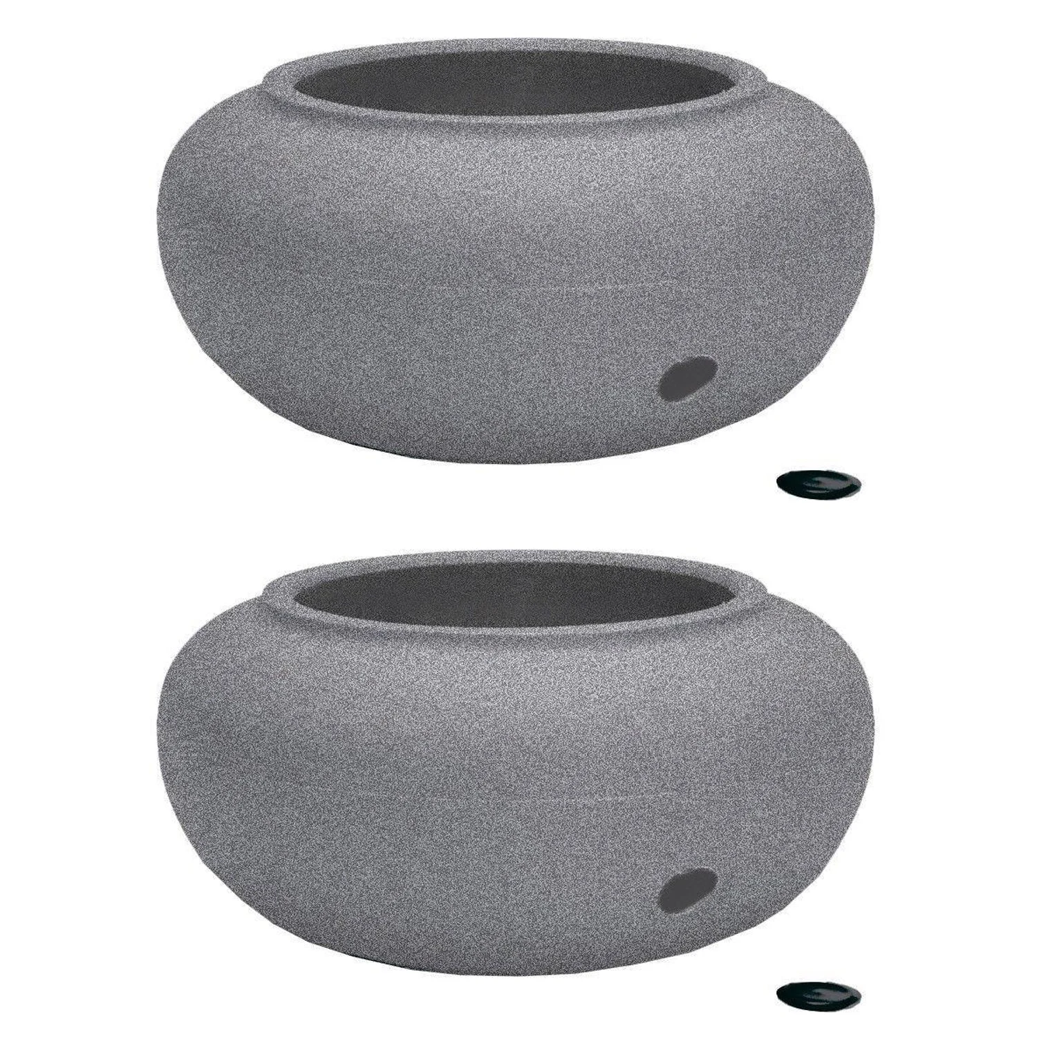 HC Companies 21 Inch Decorative Garden Water Hose Storage Pot, Granite (2 Pack)