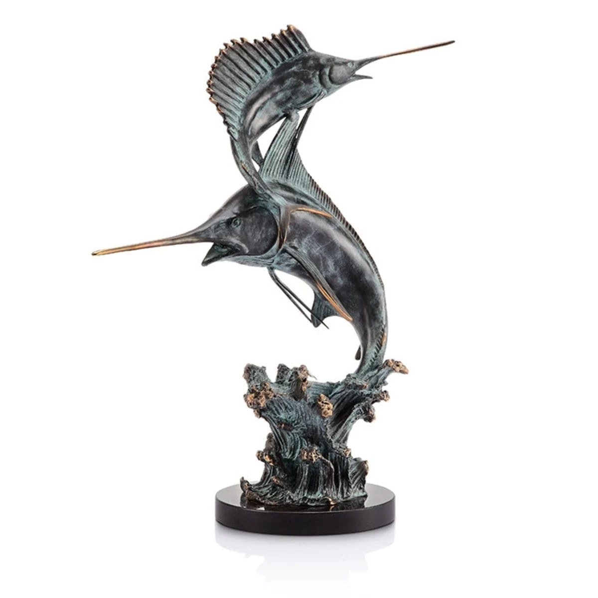 SPI Home Brass Two Bills – Marlin and Sailfish Duo Figurine, 15" Nautical Tabletop Accent