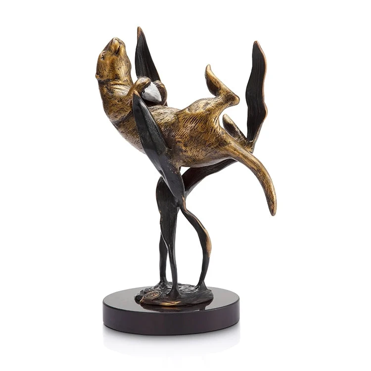 SPI Home Brass Suppertime Otter Figurine – 10" Wildlife Sculpture for Tabletop Display