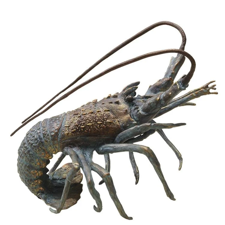 SPI Home Brass Night Walker Florida Spiny Lobster Sculpture – 8" Detailed Coastal Sea Life Decor Figurine for Nautical Interiors