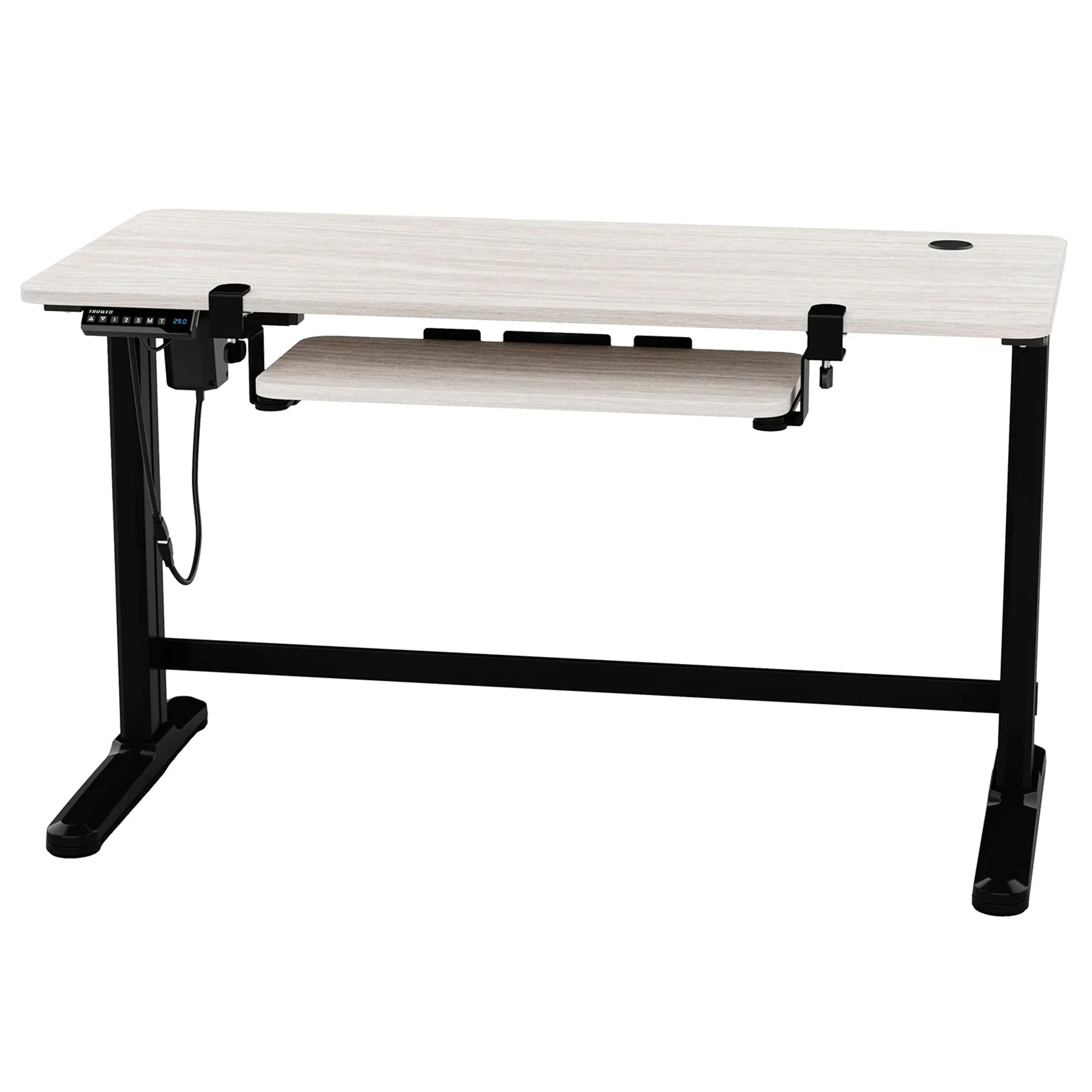 Truweo Adjustable Electric Standing Desk Tabletop w/Sliding Keyboard Tray, Gray