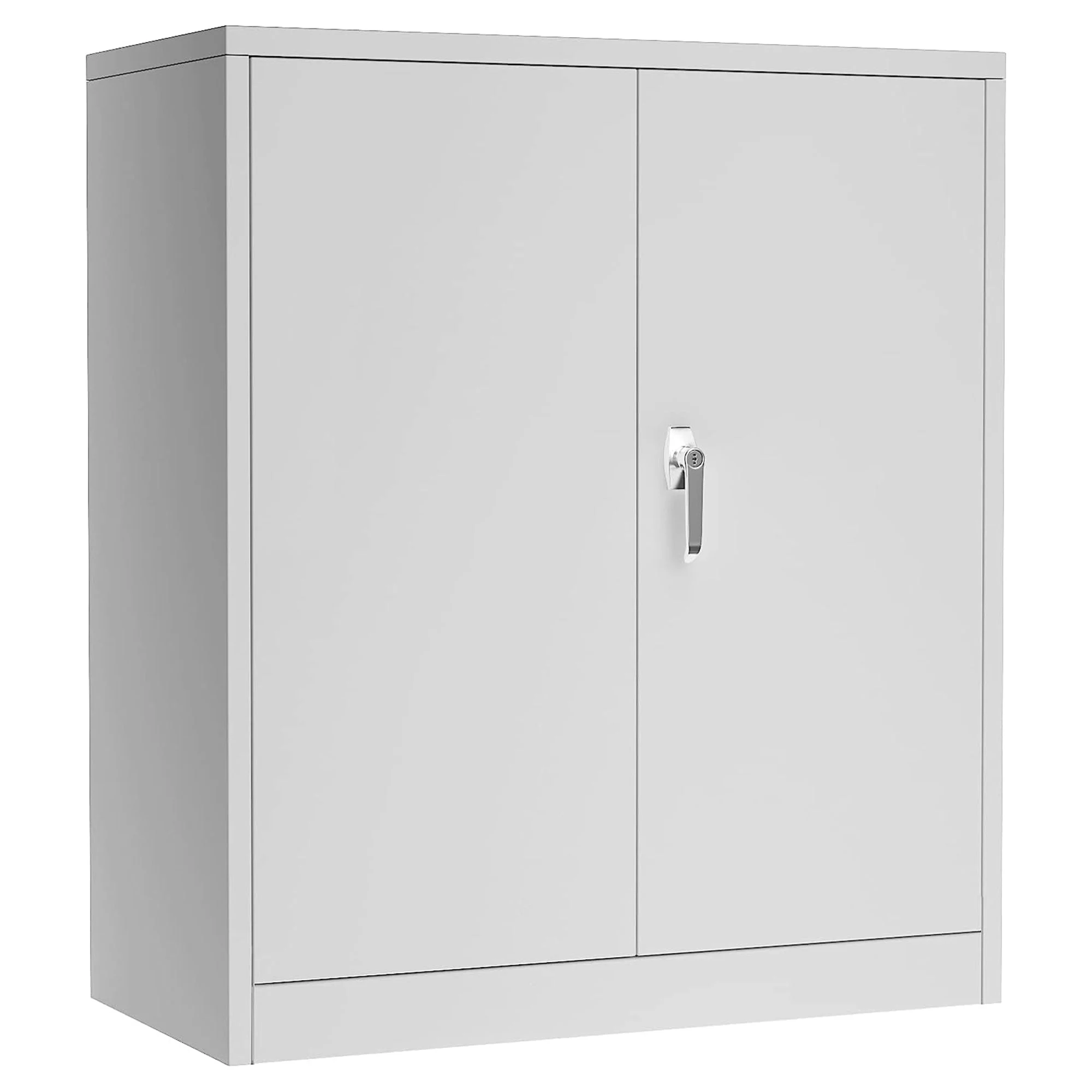 Aobabo 42 Inch Locking Metal Storage Cabinet with 2 Adjustable Shelves, Grey