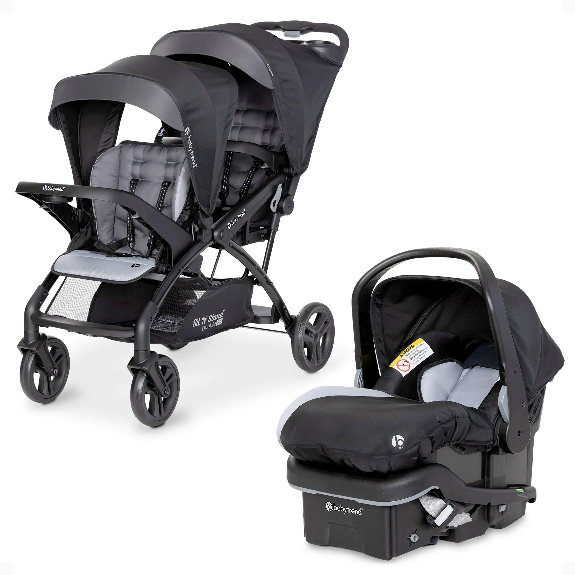 Baby Trend Sit N Stand Double Stroller with EZ-Lift Plus Infant Car Seat, Stormy
