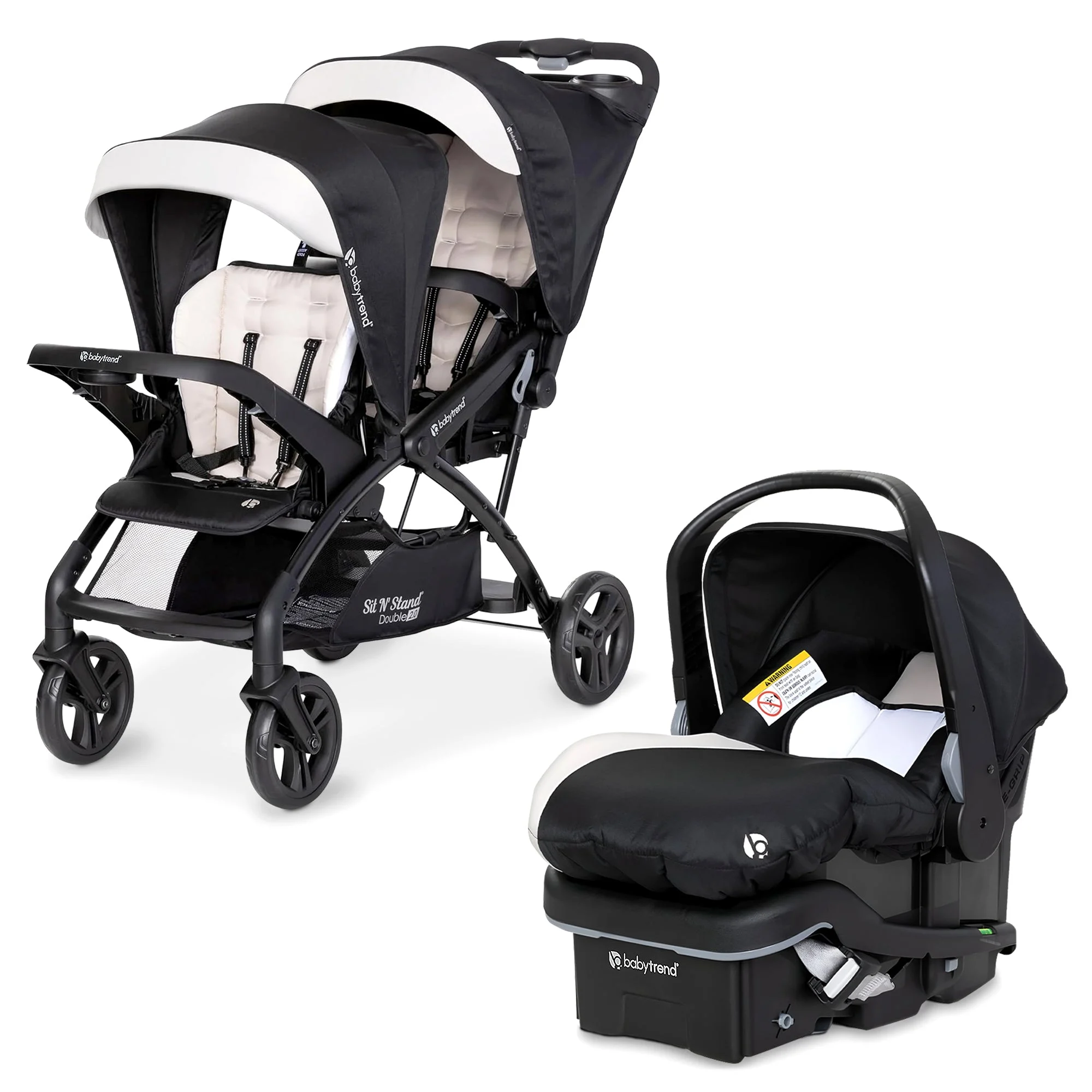 Baby Trend Sit N' Stand Double Stroller with EZ-Lift Plus Infant Car Seat, Khaki