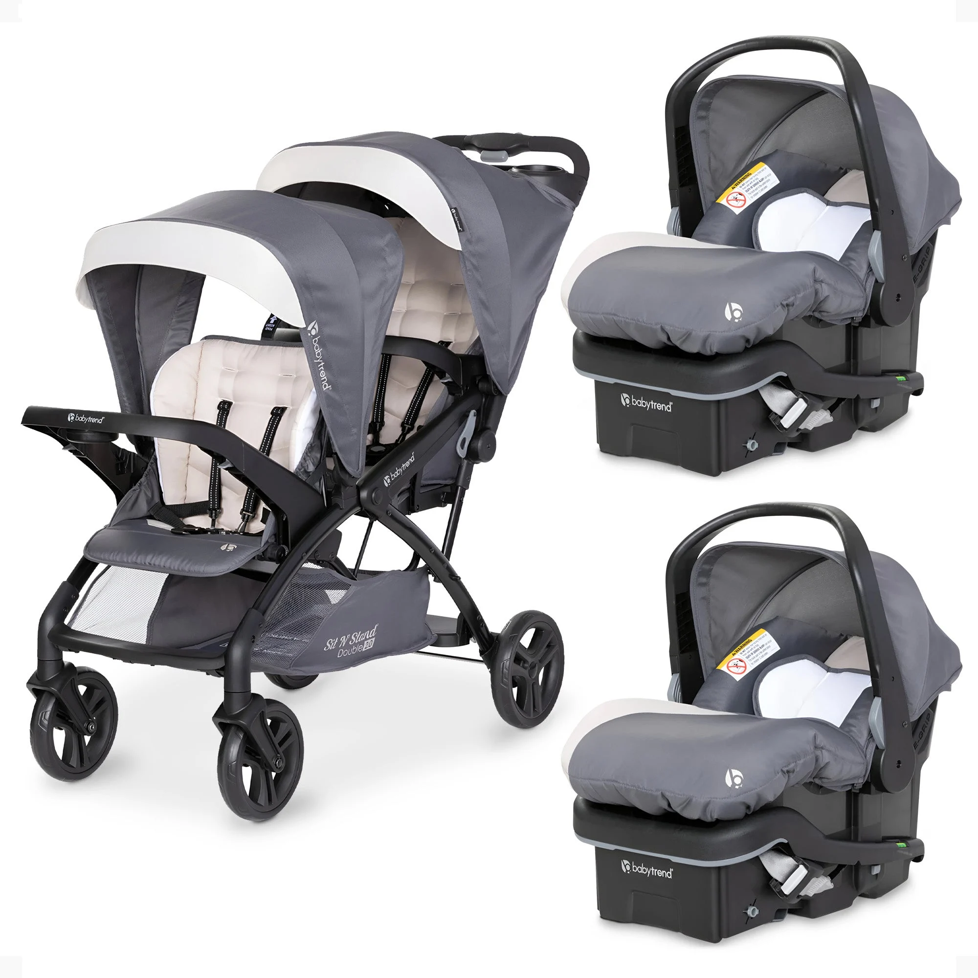 Baby Trend Sit N' Stand Double Stroller with EZ-Lift Car Seat (2 Pack), Magnolia