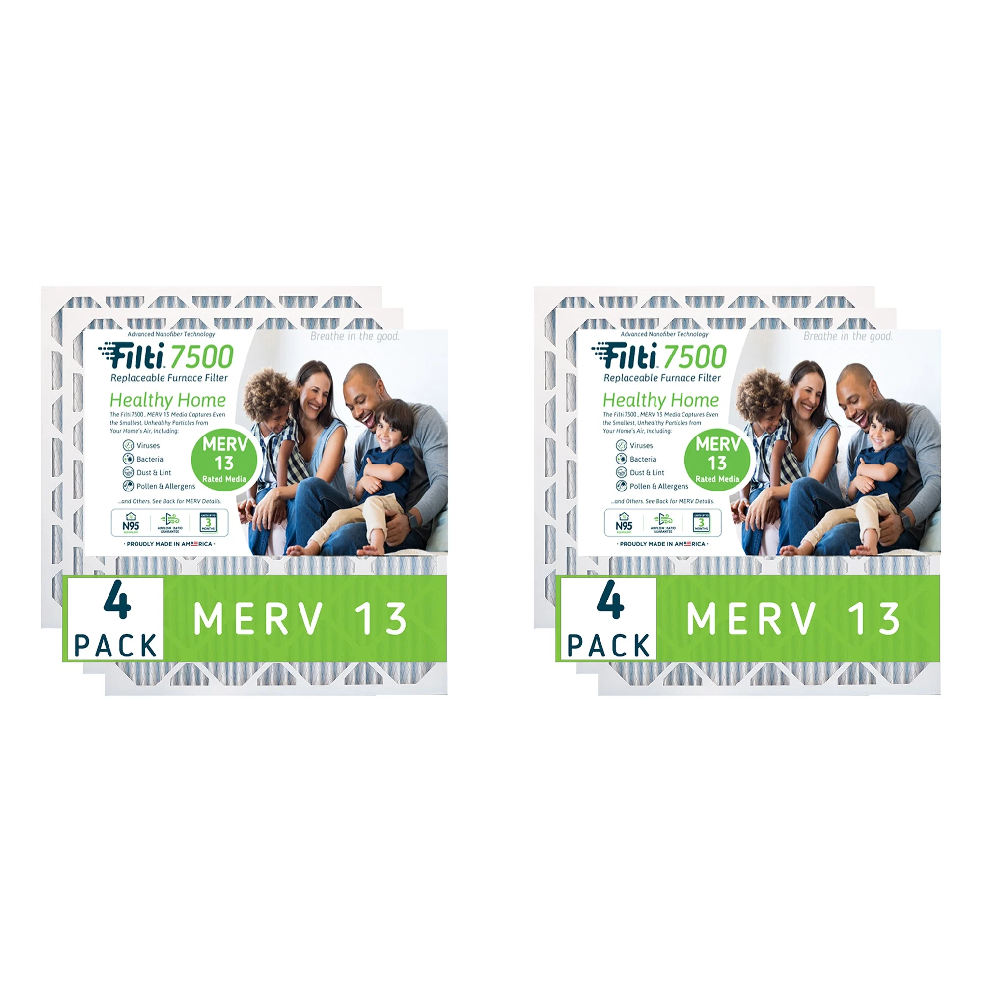 Filti 7500 14 x 24 Inch Pleated Home HVAC Furnace MERV 13 Air Filter (8 Pack)