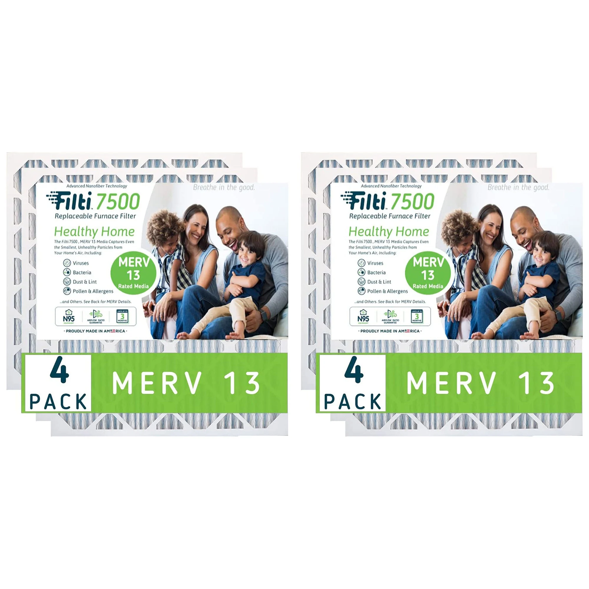 Filti 7500 20 x 30 Inch Pleated Home HVAC Furnace MERV 13 Air Filter (8 Pack)