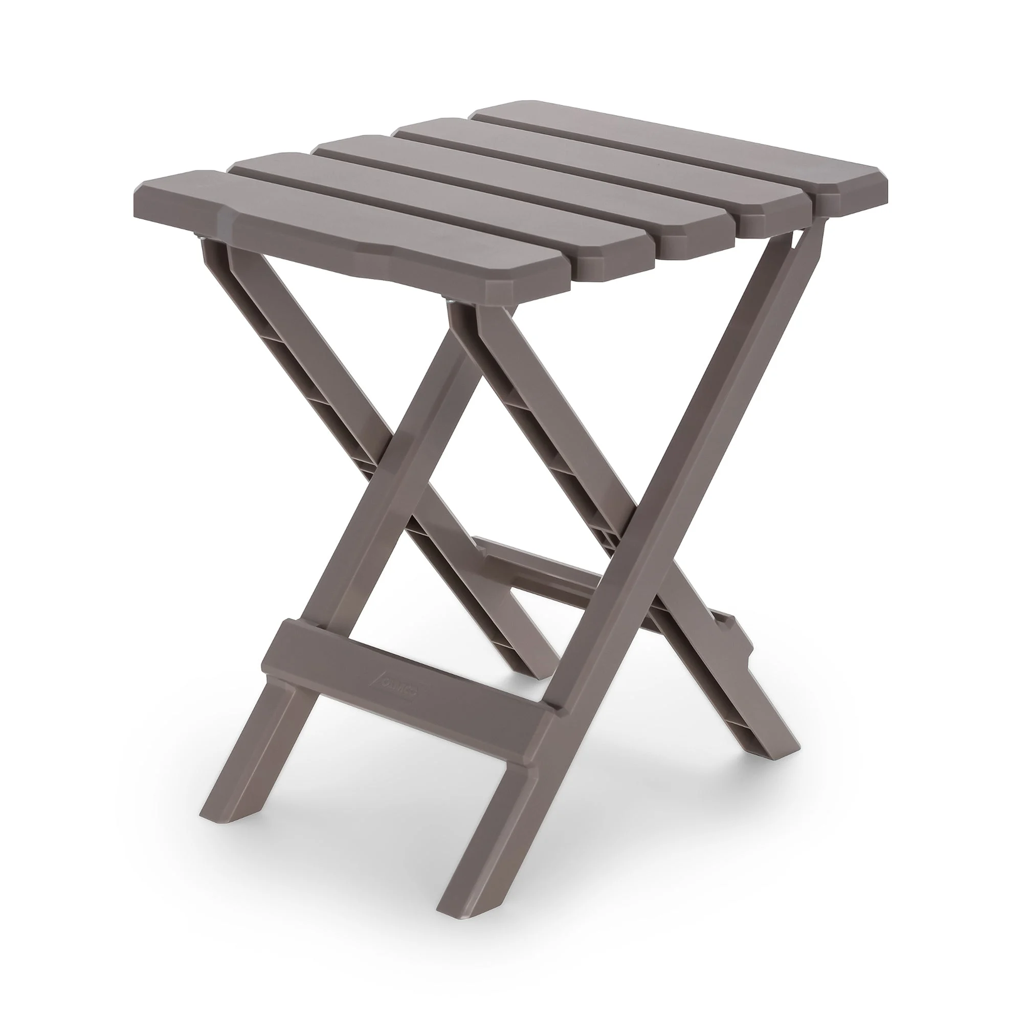 Camco Adirondack Portable Outdoor Camping Plastic Folding Side Table, Taupe