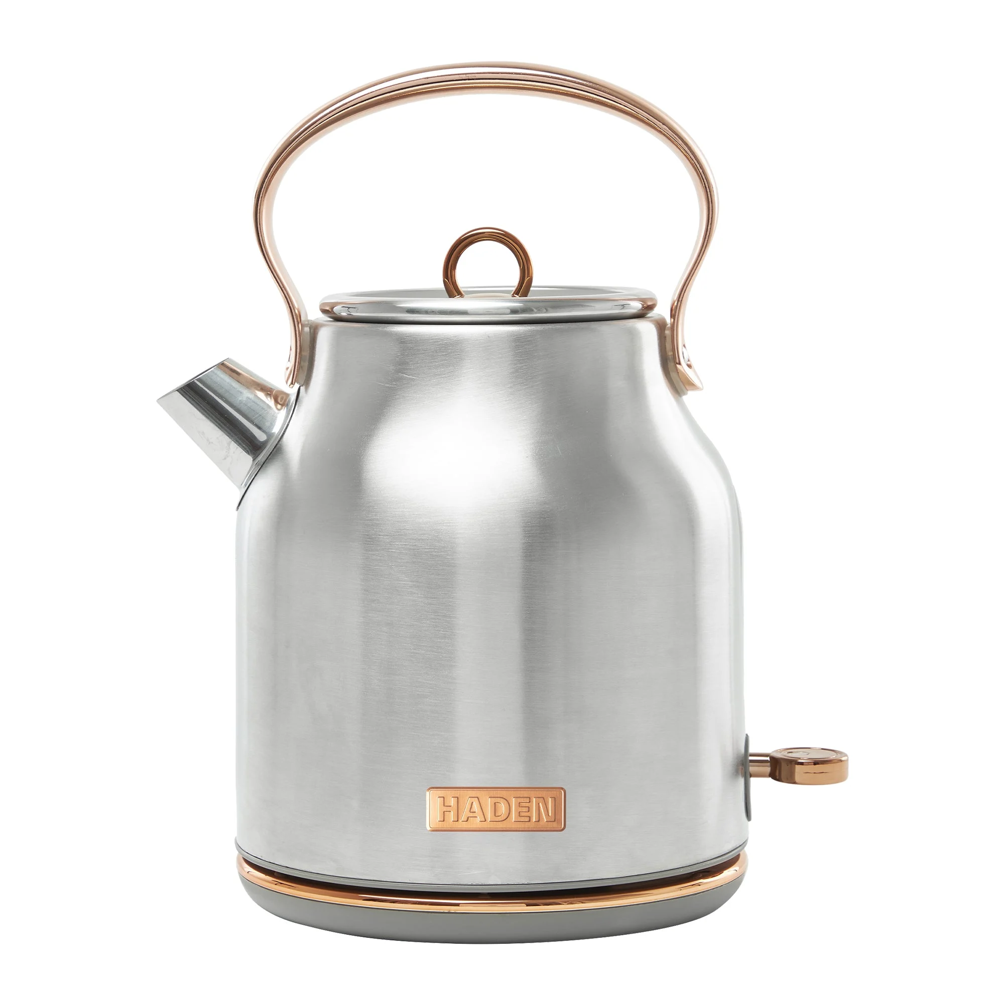 Haden Heritage 1.7 Liter Stainless Steel Electric Water Kettle, Steel & Copper