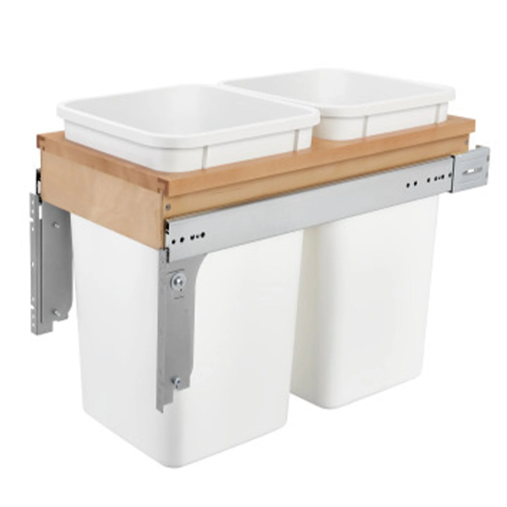 Rev-A-Shelf Double Pullout Top Mount Trash Cans 27 qt., White, 4WCTM-15DM2-162