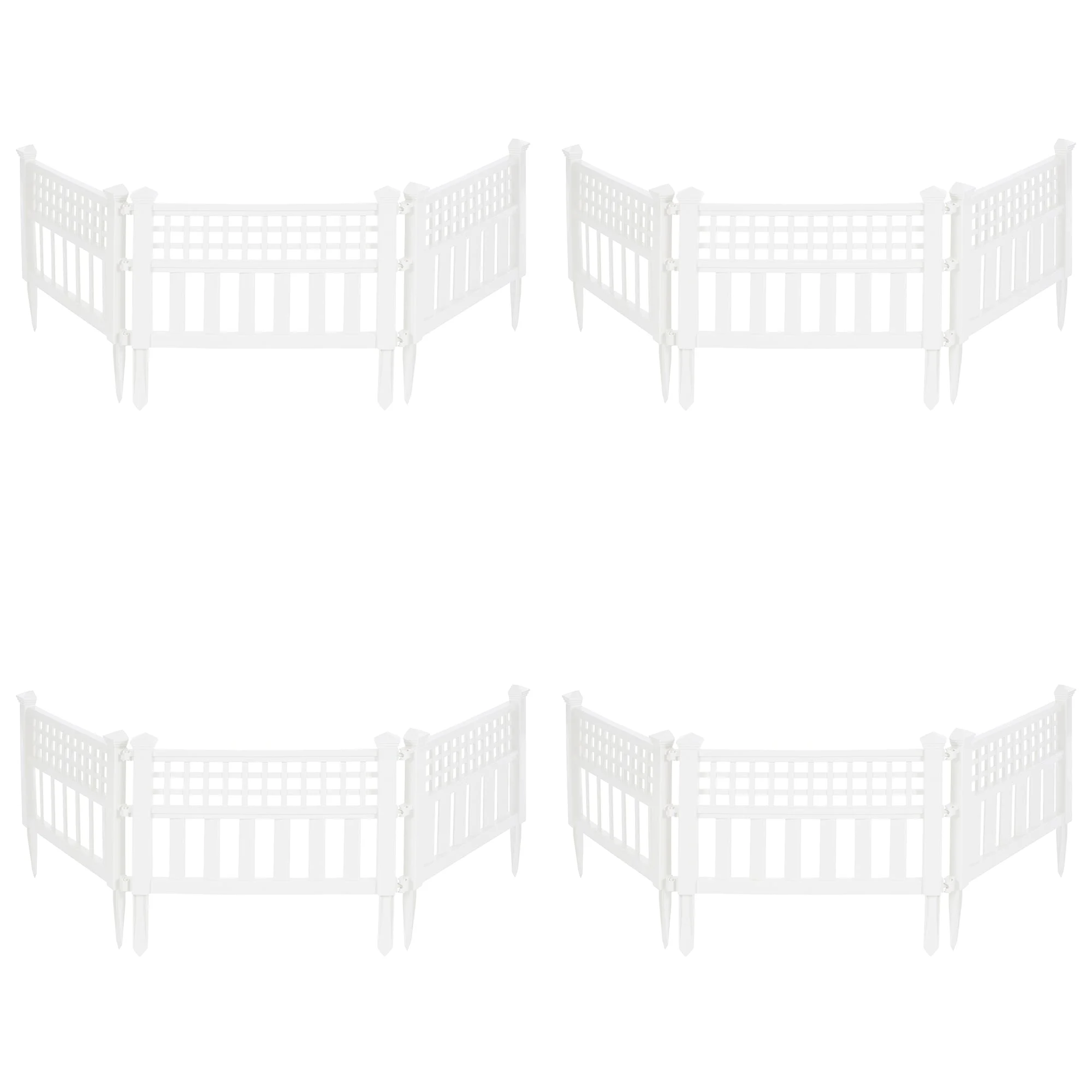 Suncast Grand View 14.5 x 24 Inch Yard Garden Border Fence Panel, White (4 Pack)