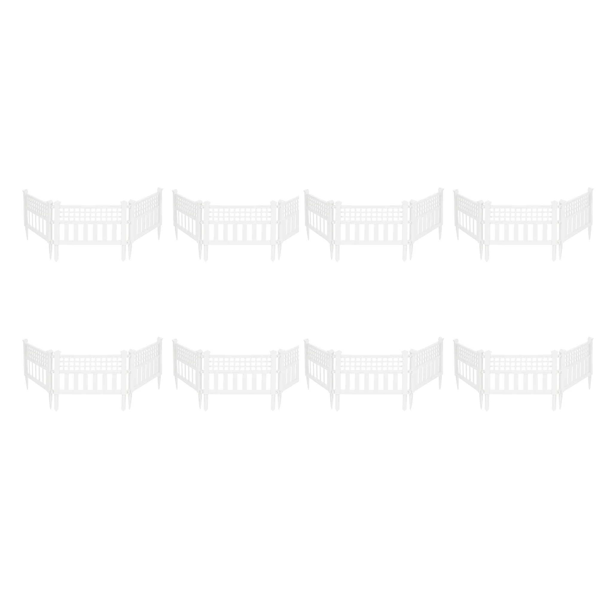 Suncast Grand View 14.5 x 24 Inch Yard Garden Border Fence Panel, White (8 Pack)