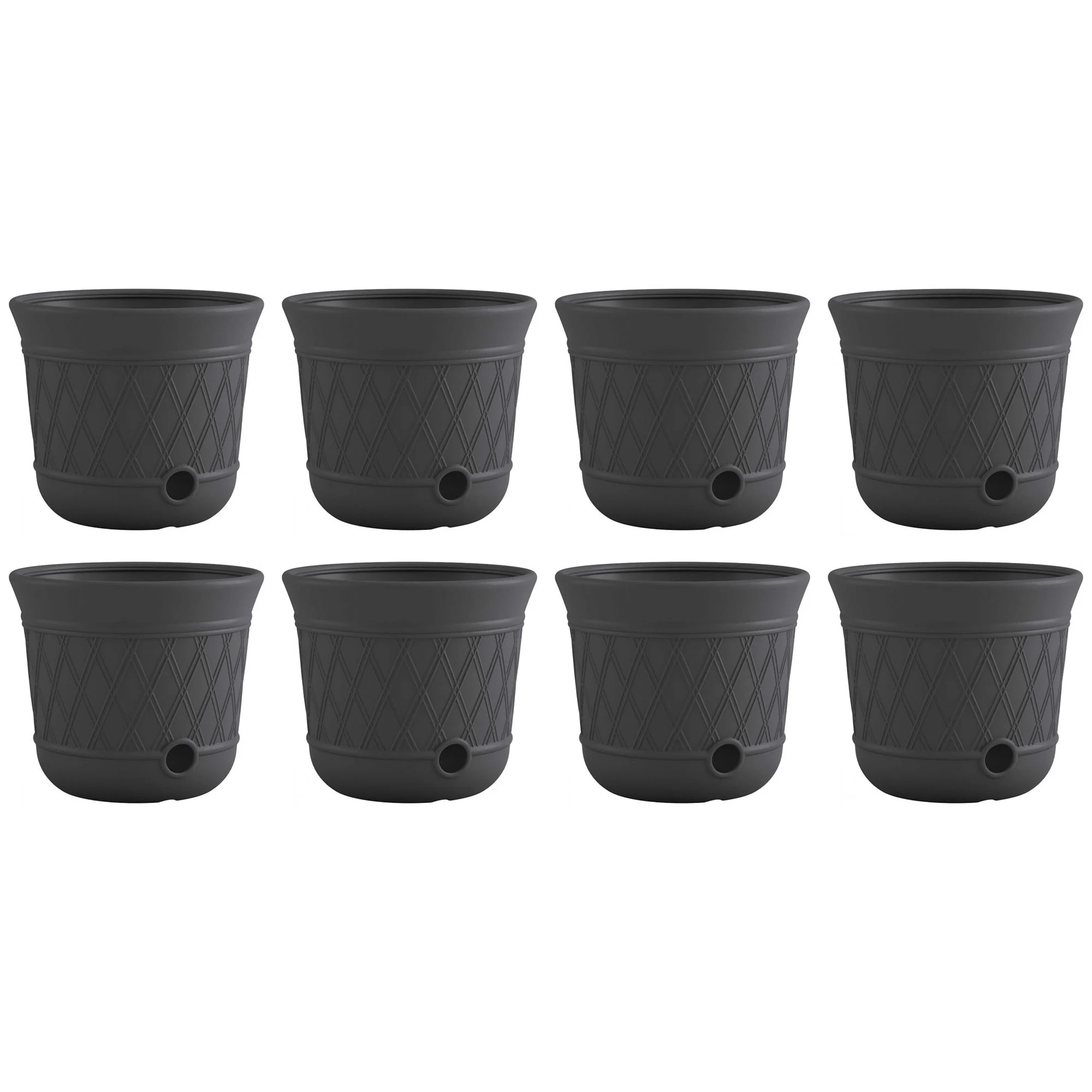 Suncast 14'' x 12" Decorative Hideaway Garden Hose Storage Pot, Gray (8 Pack)