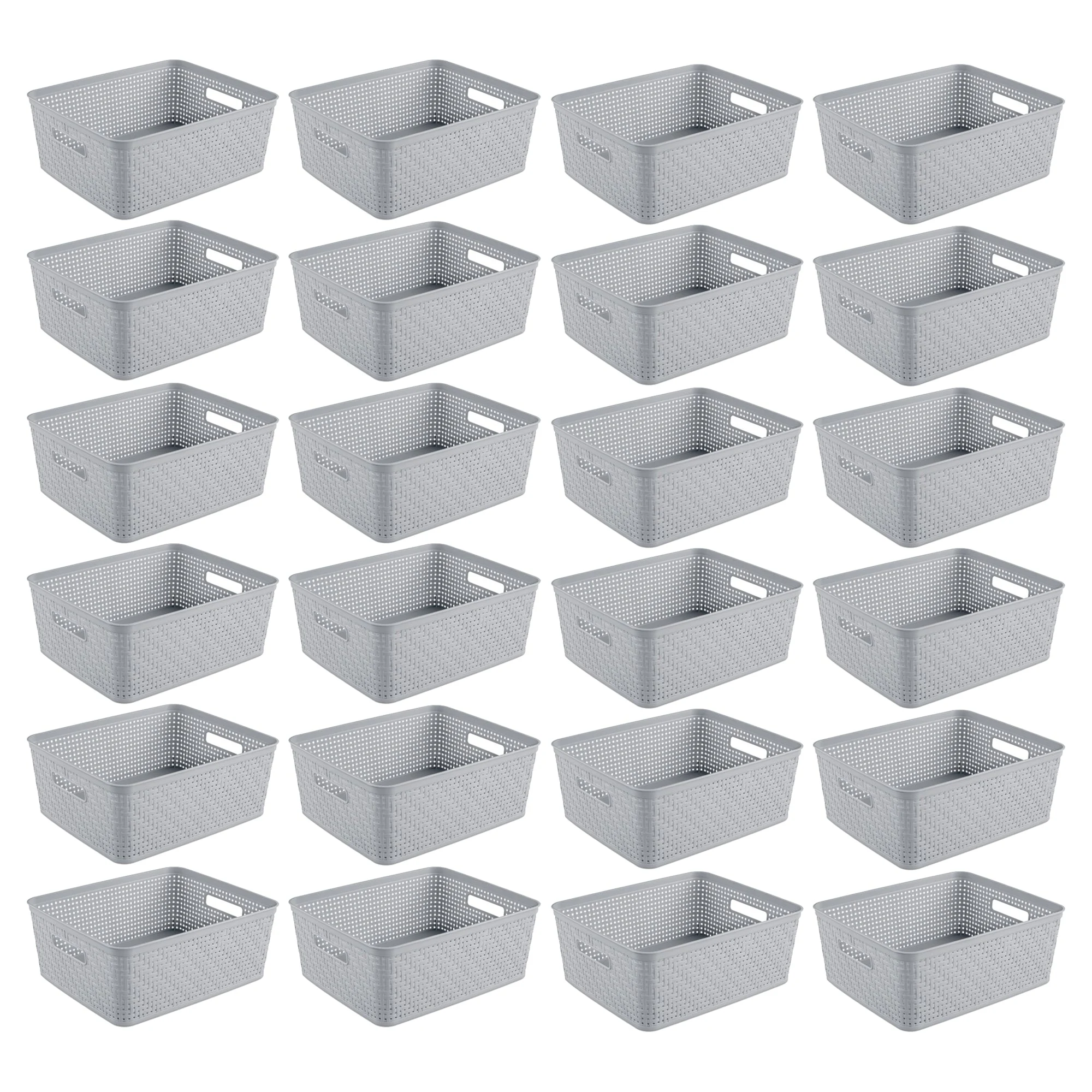 Sterilite 14'' x 11.5'' x 5'' Woven Rectangular Short Basket Organizer (24 Pack)