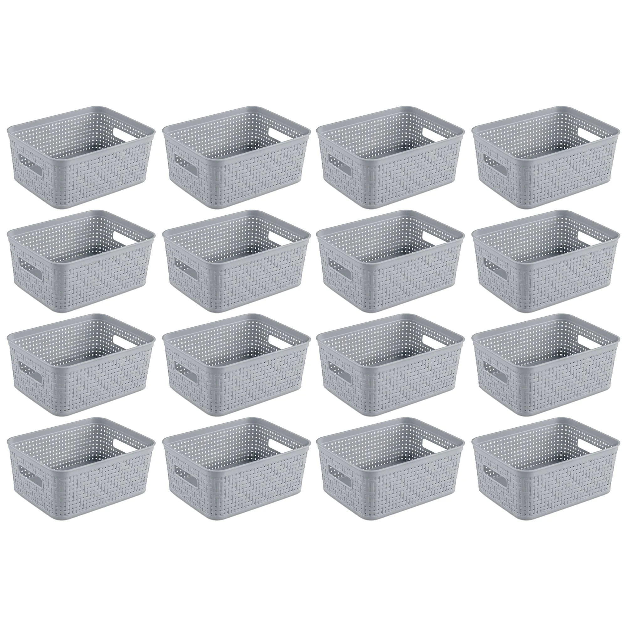Sterilite 10x8x4.25 In Rectangular Short Basket for Home Organization (16 Pack)