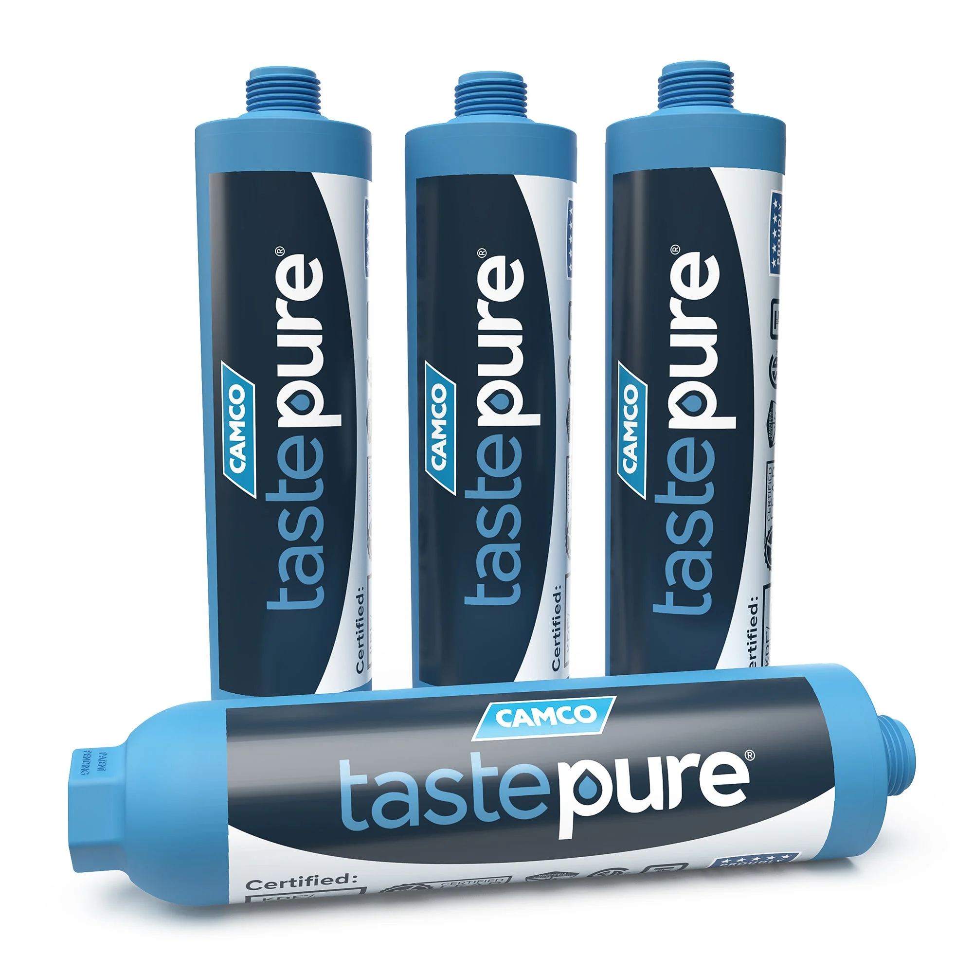 Camco TastePURE 20 Micron Camper RV Water Filter w/GAC & KDF Filtration (4-Pack)