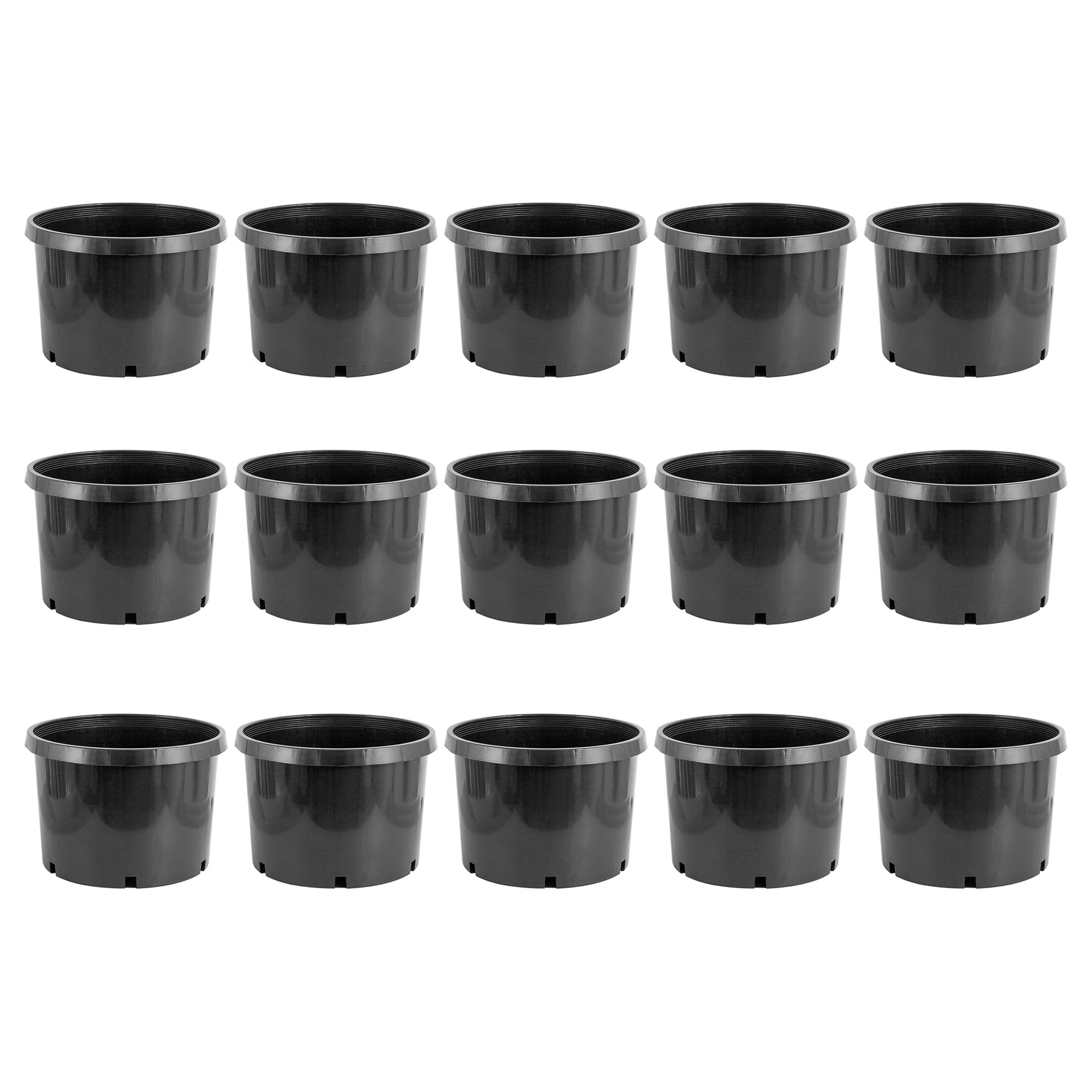 Pro Cal 10 Gallon Premium Nursery Planter Garden Grow Pots, Black (Set of 15)
