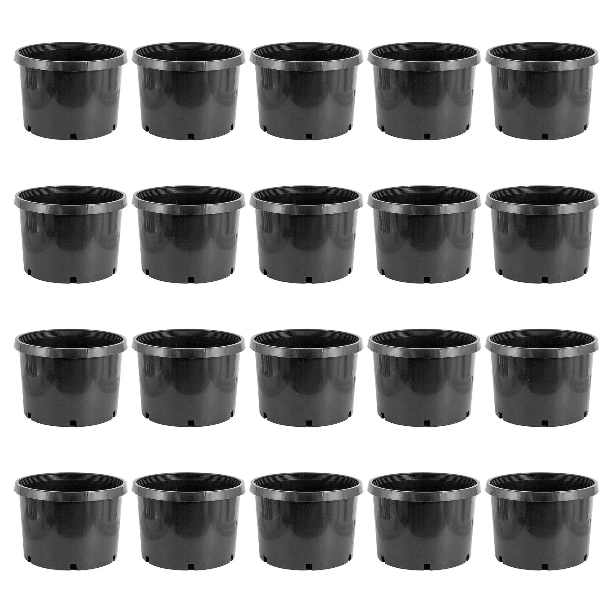 Pro Cal 10 Gallon Premium Nursery Planter Garden Grow Pots, Black (Set of 20)