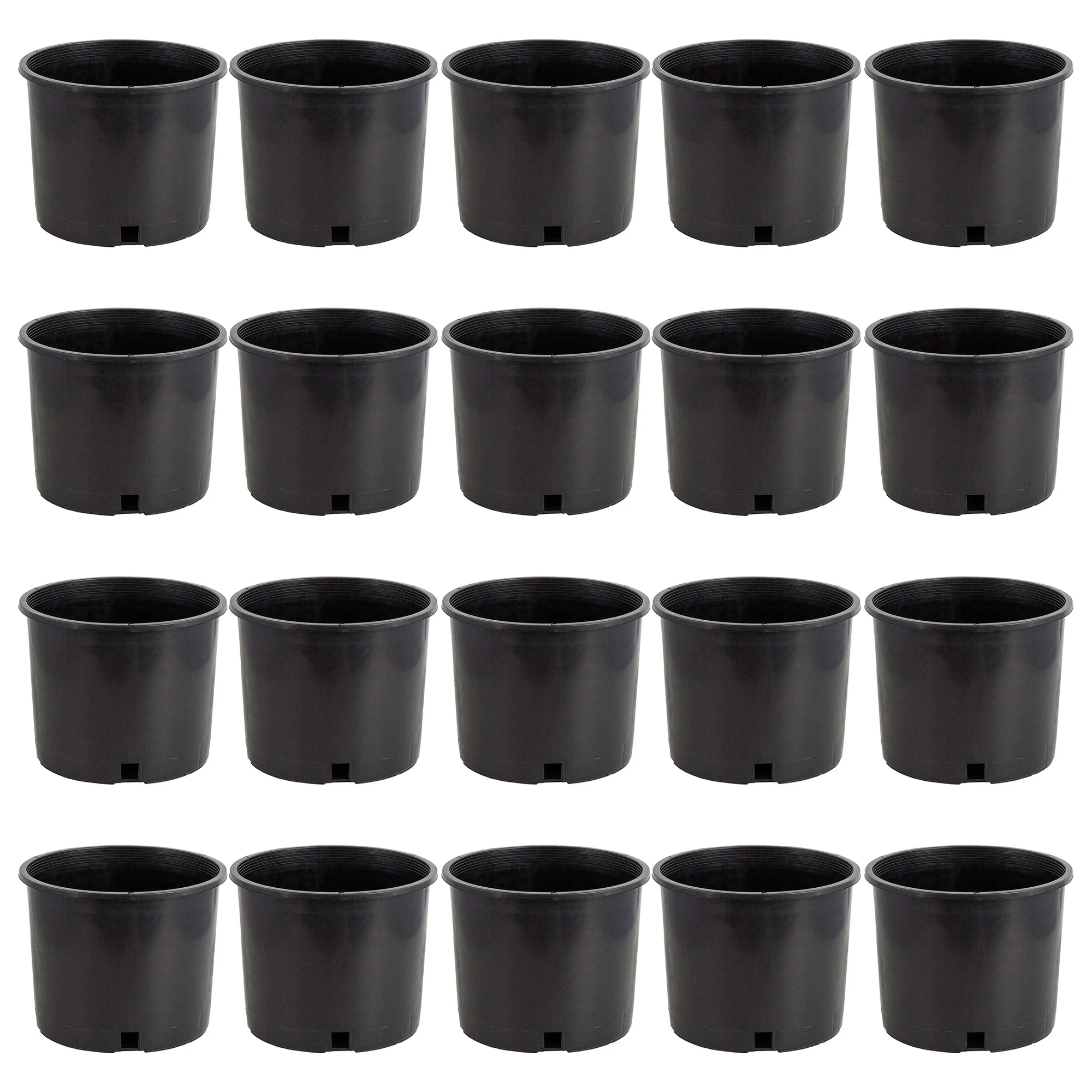 Pro Cal 5 Gal Premium Nursery Black Plastic Planter Garden Grow Pots (Set of 20)
