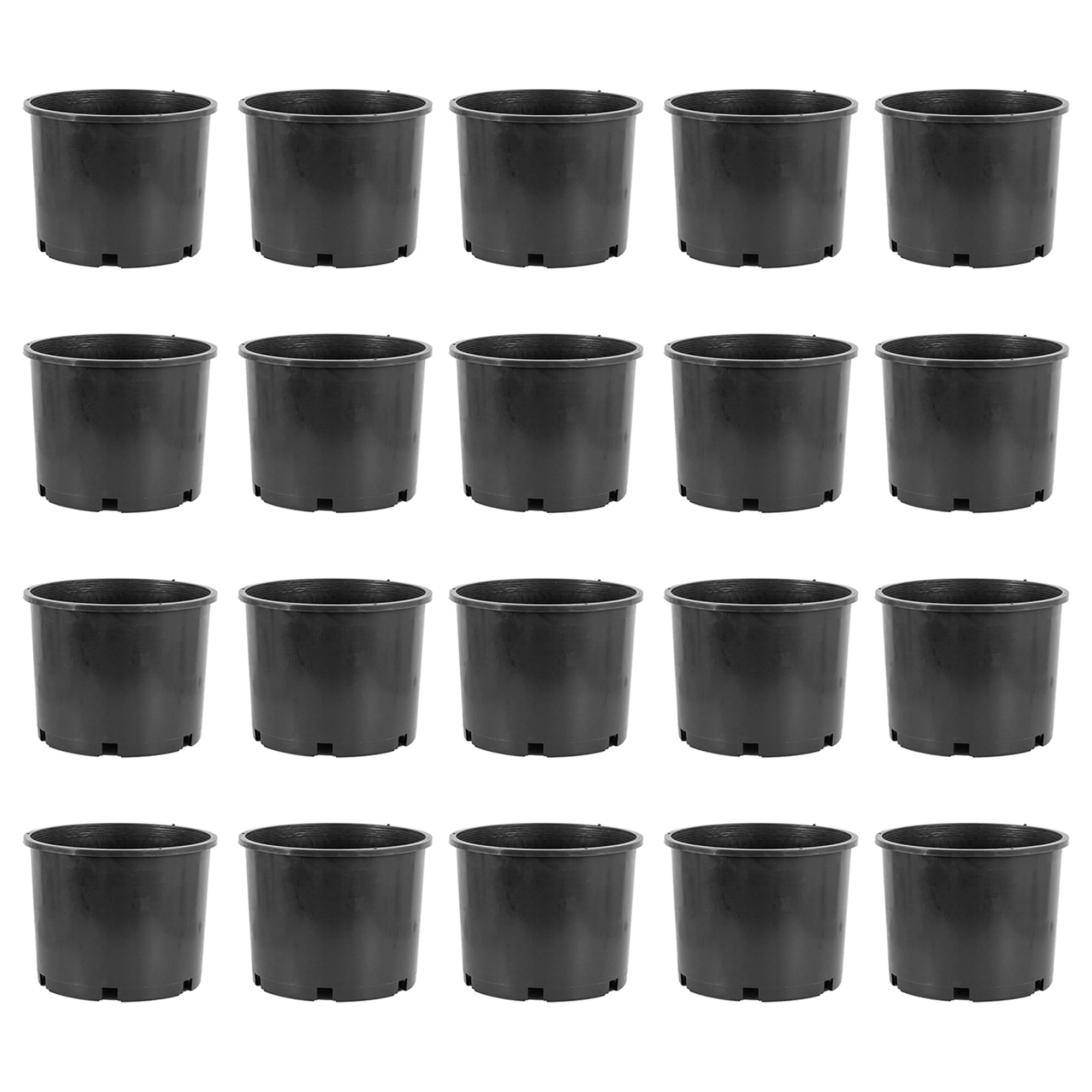 Pro Cal 7 Gallon Round Wide Rim Durable Plastic Plant Nursery Pot, (20 Pack)